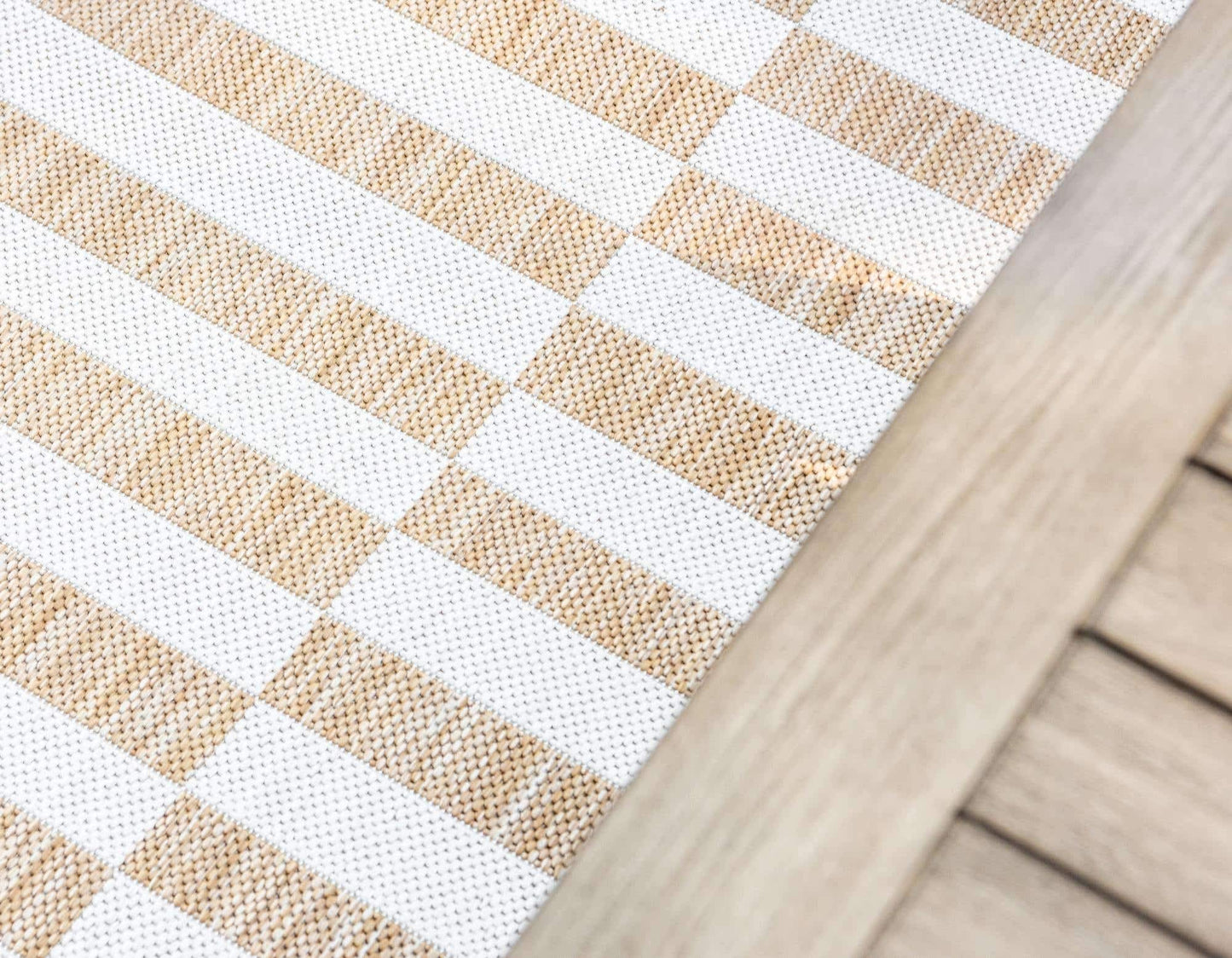 Unique Loom Outdoor Collection Classic Stripes, Transitional Indoor & Outdoor Area Rug 8' 0" x 11' 0", Light Brown/ Ivory