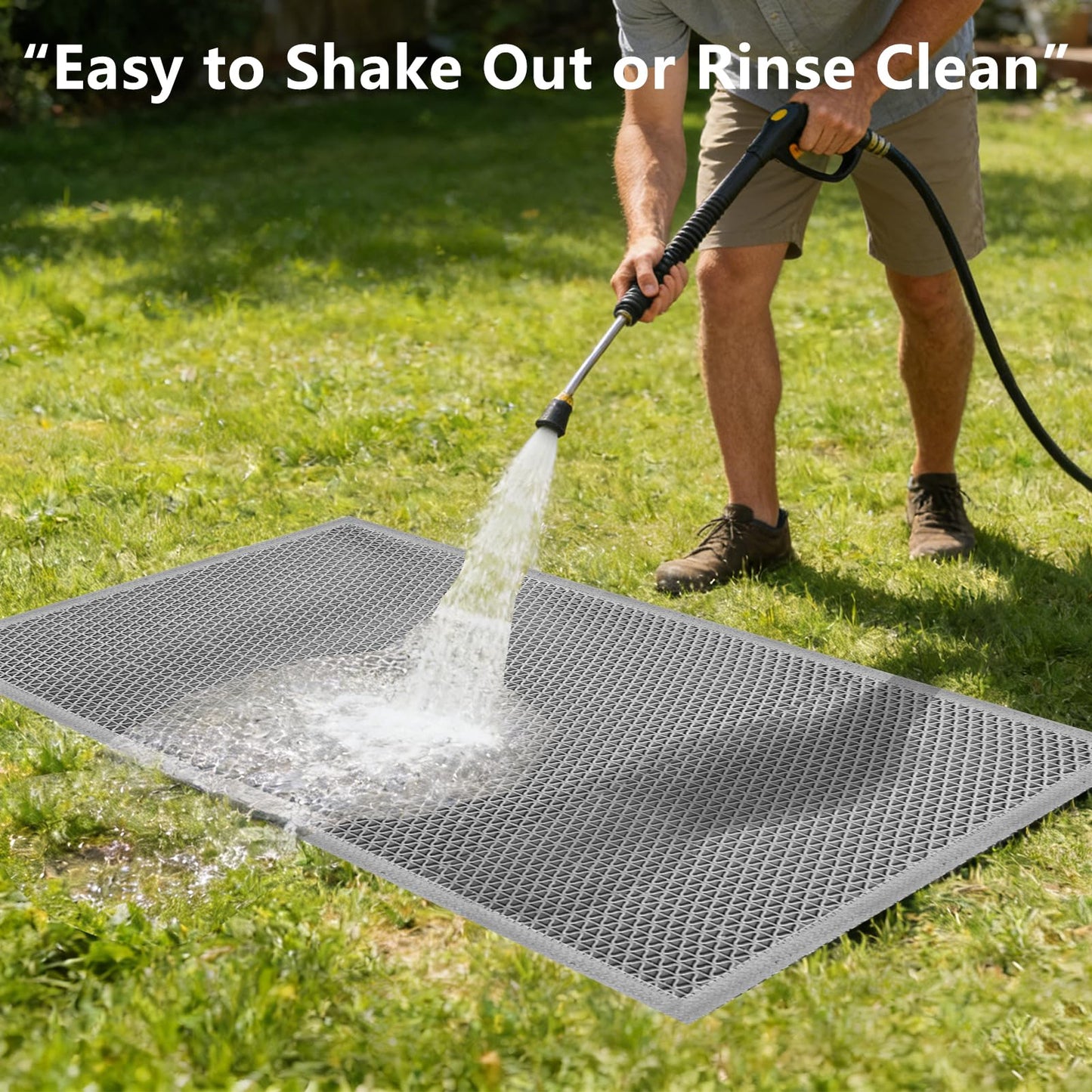 59 x 36 Inch Front Door Mat, Drainage Heavy Duty Dirt Trapping Doormat with Drainage Holes, Non-Slip Floor Mats Rubber Backing for Entrance Restaurant Commercial Kitchen Industral Pool,Indoor Outdoor