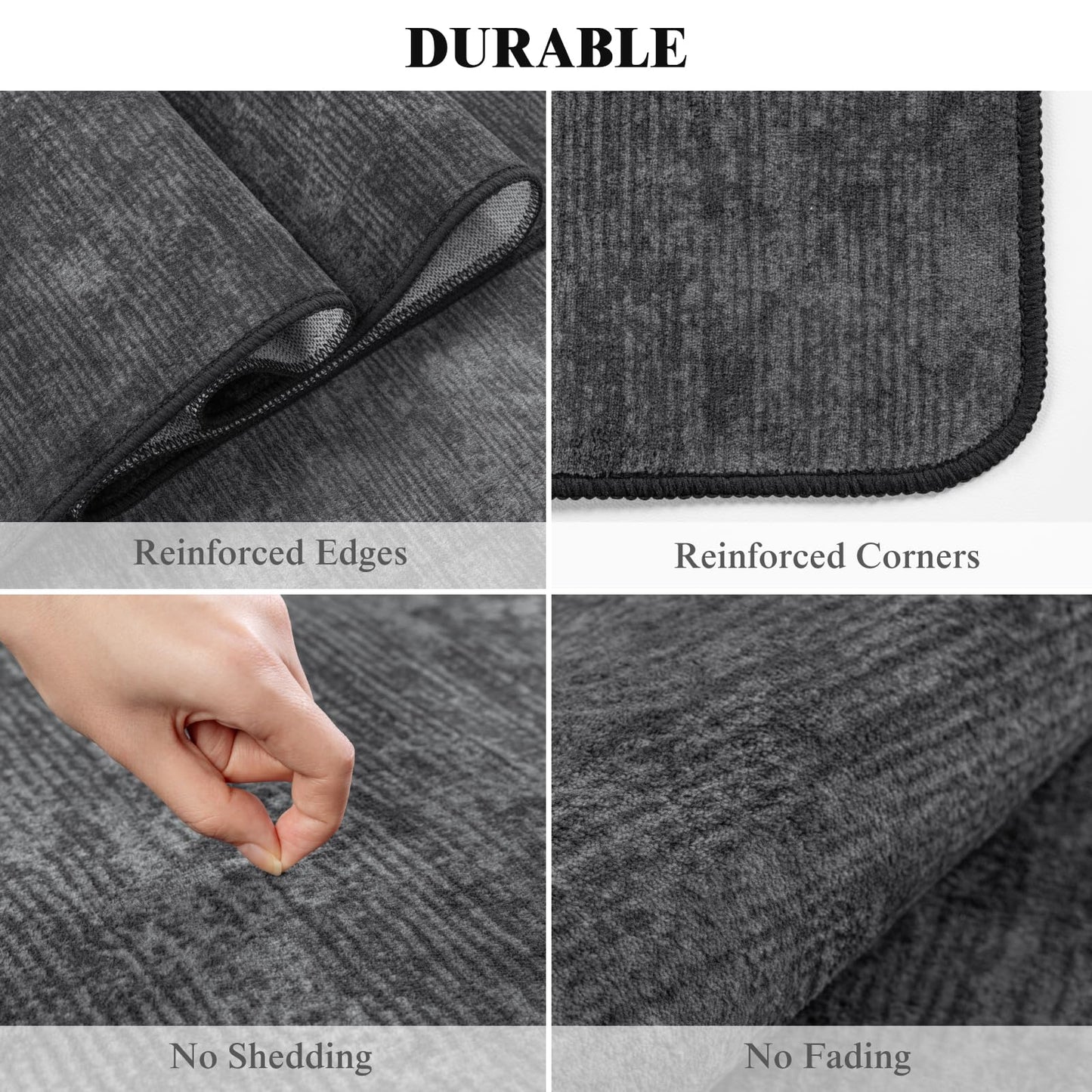 LIANLAM Washable Rug 8x10 Area Rugs for Living Room - Stain Resistant Non-Slip Backing Boho Rug for Bedroom,Durable & Ultra-Thin Vintage Large Area Rug(8x10,Black)