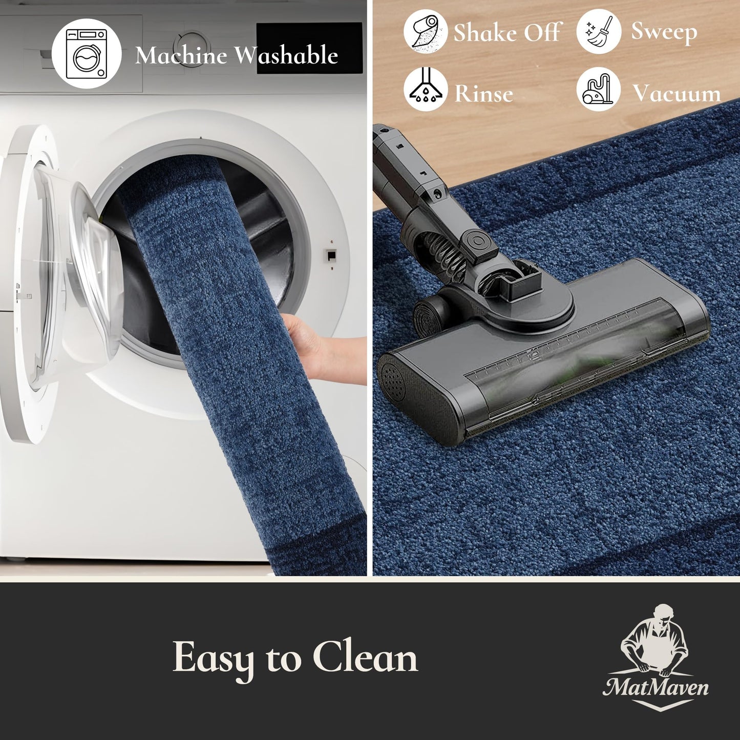 MatMaven Dirt Trapper Door Mat 20"x 32", Non Slip Washable Doormat, Stain Removal and Absorbent Welcome Mat, Floor Mats,Low Profile Entrance Dog Door Mats for Front Back Door,Blue