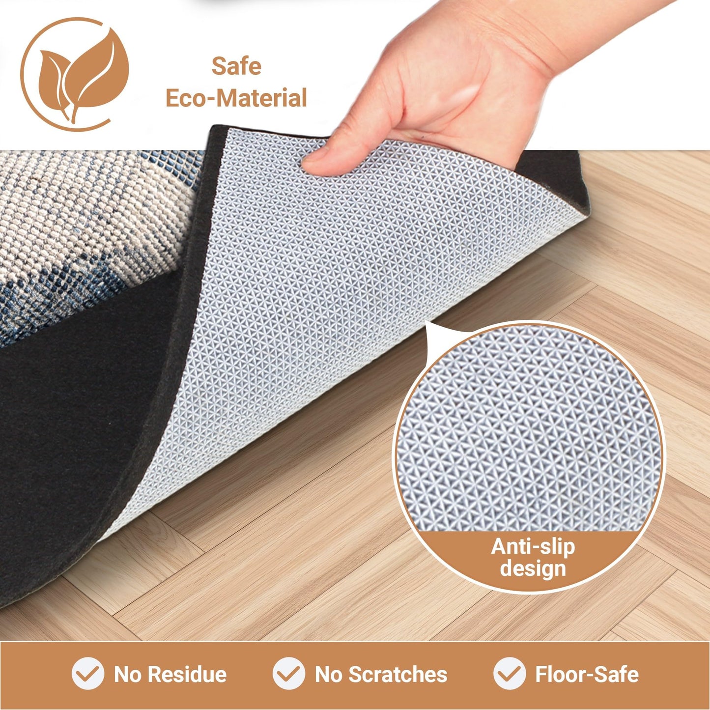abalao 3x5 Ft 1/8 Inch Thick Waterproof Non Slip Rug Pad, Felt Rubber Dual Surface for Vinyl Plank LVP Laminate Hardwood