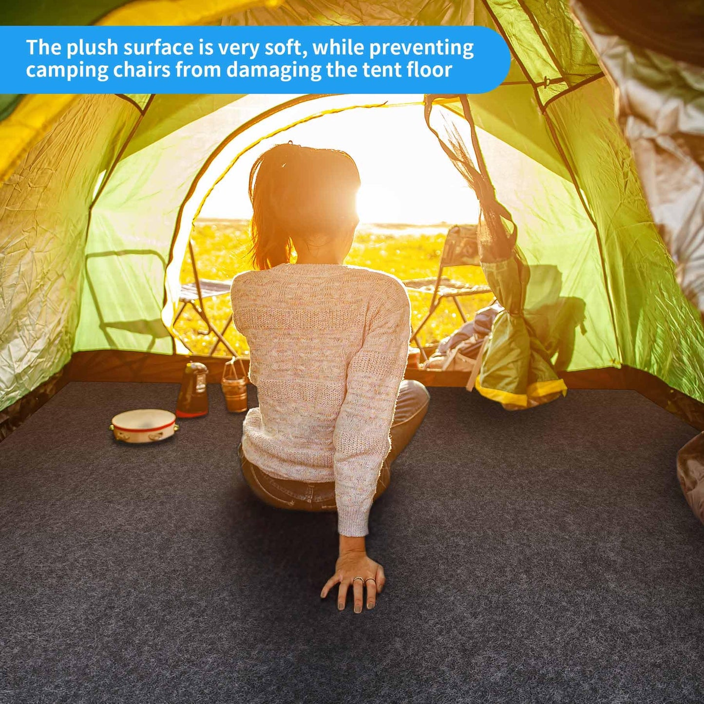 BREENHILL Camping Tent Carpet Mat, (60" x 74") Inside/Outside Tent Rug,Picnic Blanket,Protective Waterproof Liner Keeps You Warm & Dry, Outdoor Camping Floor Rug Accessory,Trimmable Material