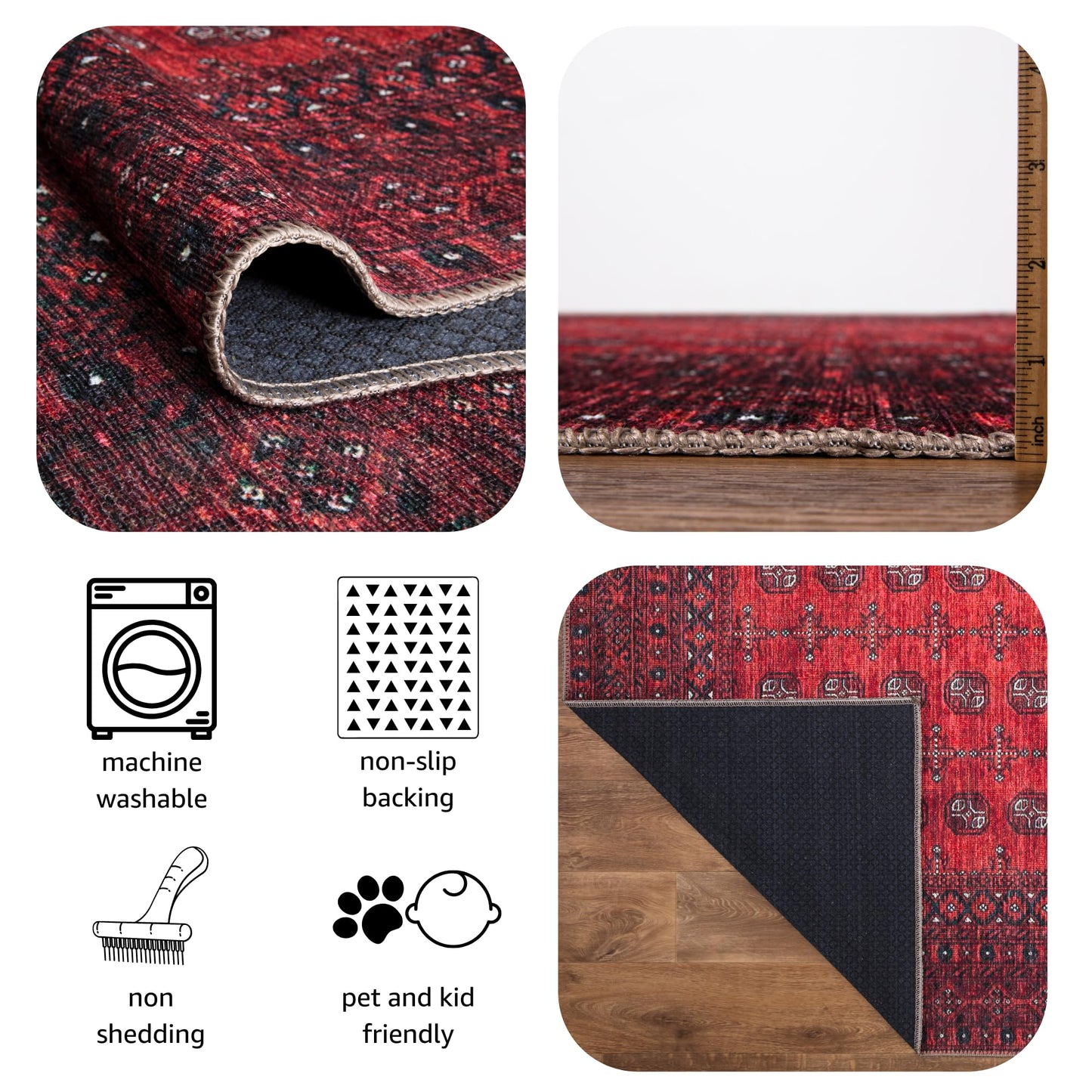 Keen Home Design 2x3 Rug - Machine Washable Entry Rug with Non-Slip Backing, Ideal for Enteryway, Kitchen, Bathroom, Laundry Room - Vintage, Easy Clean, Durable, Low Pile Rug - (2' x 3')