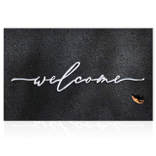 AAZZKANG Welcome Mats for Front Door Large 24"x36" with Non Slip Rubber Backing Quickly Trap Dirt Easy to Clean Entry Mat for Indoor High Traffic Areas Outdoor Doormat Black