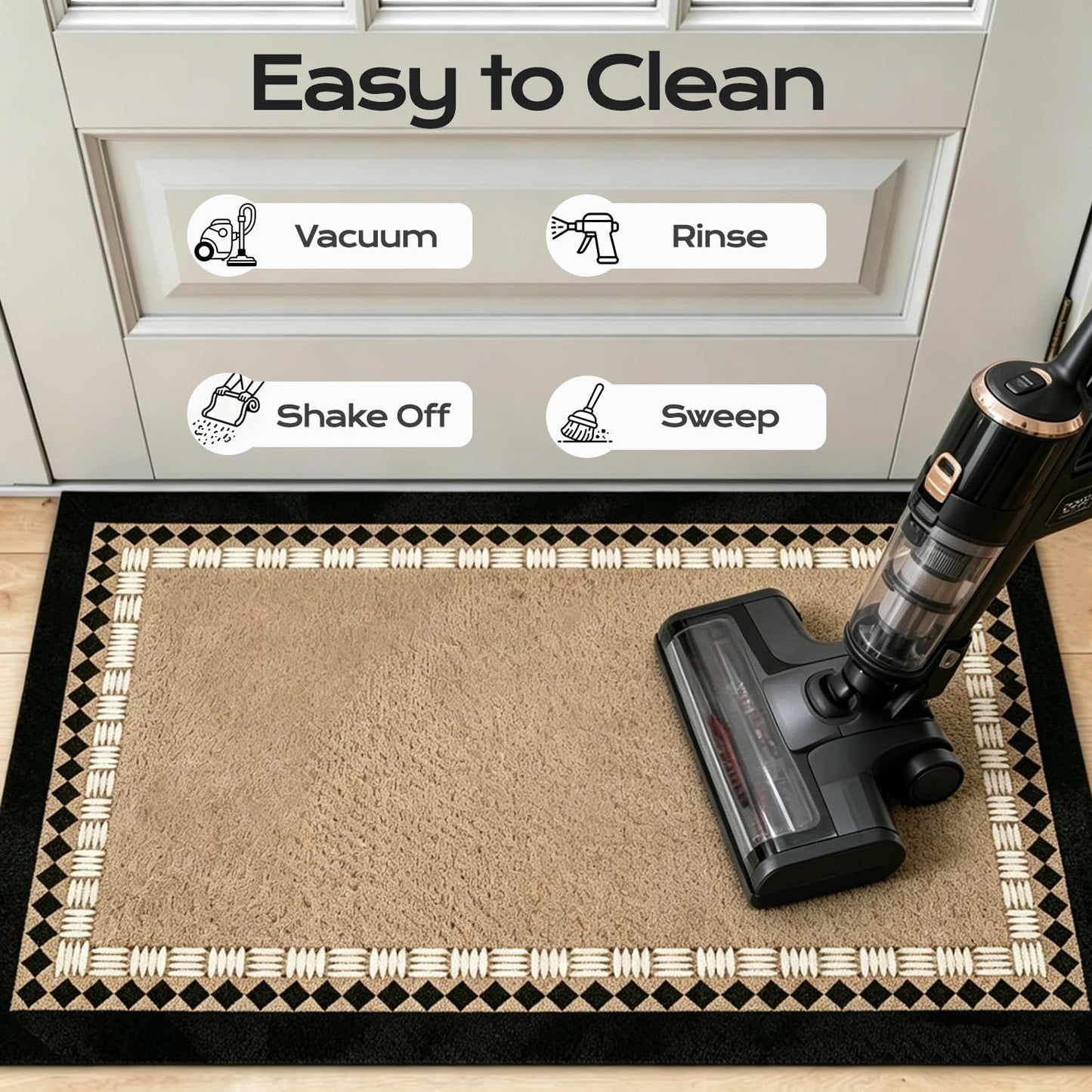 Dirt Trapper Mud Mat for Dog Muddy Paws, Non-Slip Washable Low Profile Doormat, Absorbent Stain Fade Resistant Quick Dry Entrance Mat for Indoor Outdoor Front Back Door Entryway Patio Porch(Mocha)