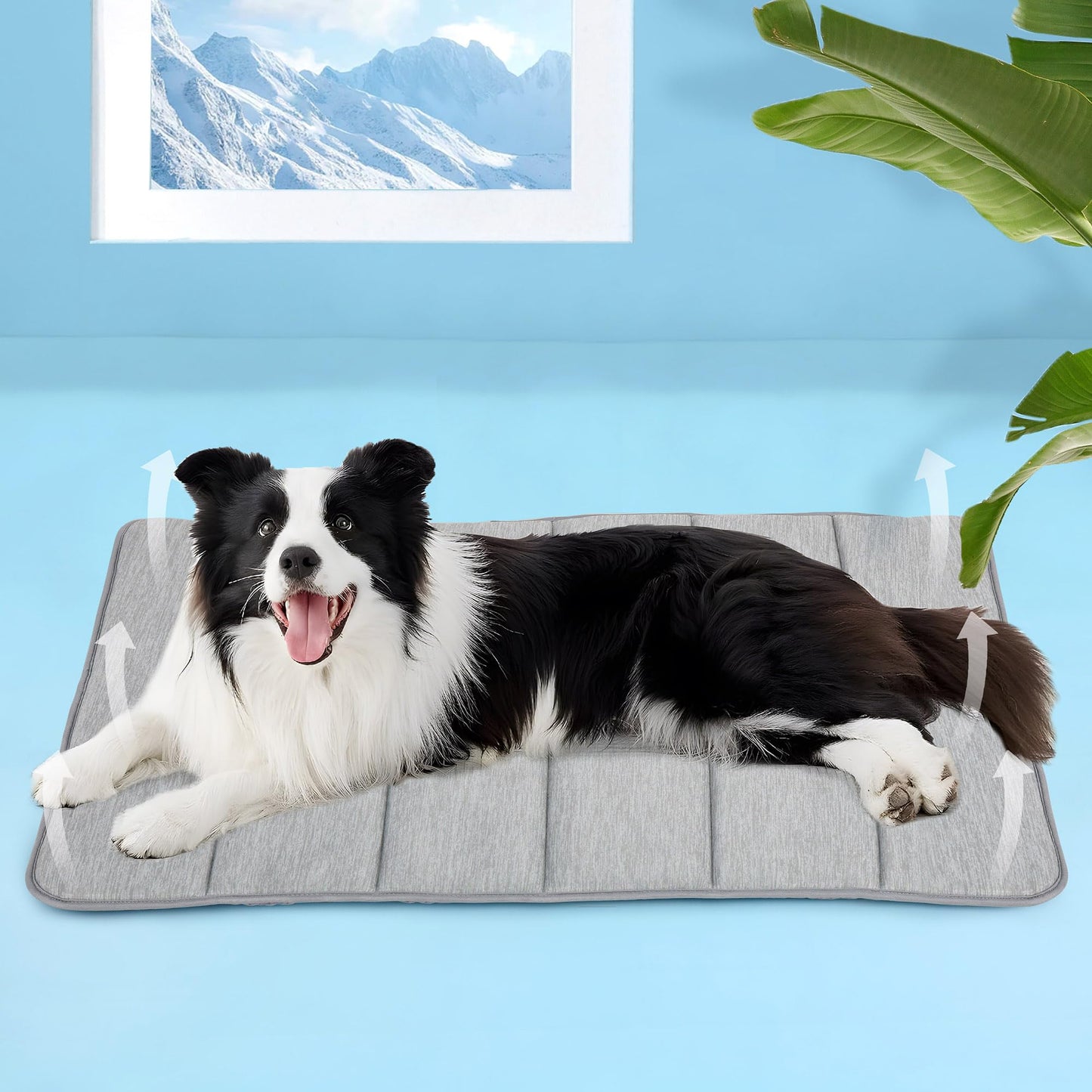 ZAKAPAWS Dog Cooling Mat for Large Dogs – 35"x23" Orthopedic Memory Foam Pad for Summer, Hot Weather & Joint Relief | Washable, Non-Slip Crate Mat for Senior Dogs, Travel & Home (Grey)