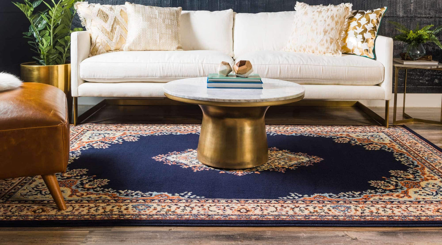 Unique Loom Reza Collection Traditional Persian Style Area Rug, 6 x 9 ft, Navy Blue/Ivory