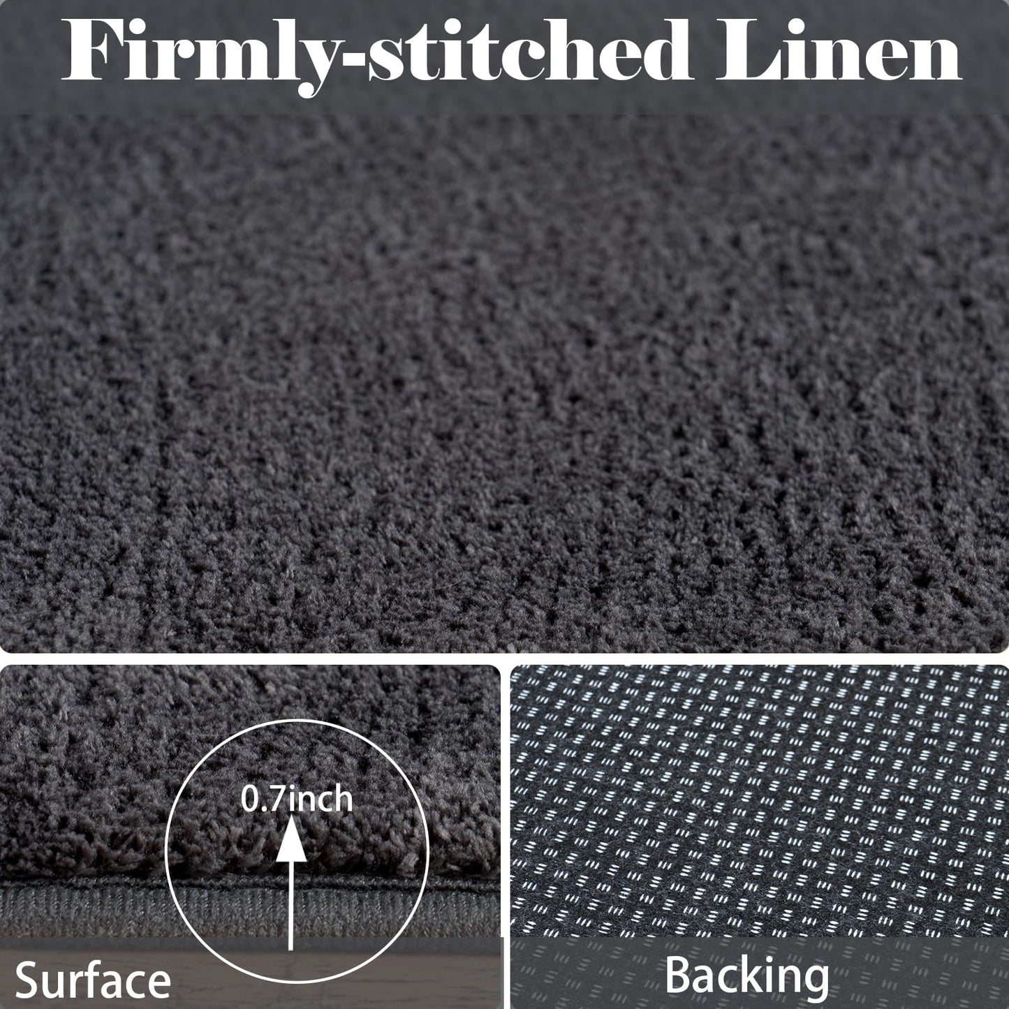 QDUIDU Large Area Rugs for Bedroom Living Room - 4x6 Feet Ultra Soft Dark Grey Rug Thickened with Memory-Foam, Solid Modern Minimalist Carpets for Home Decor, Non-Slip and Comfy Nursery Room Rugs