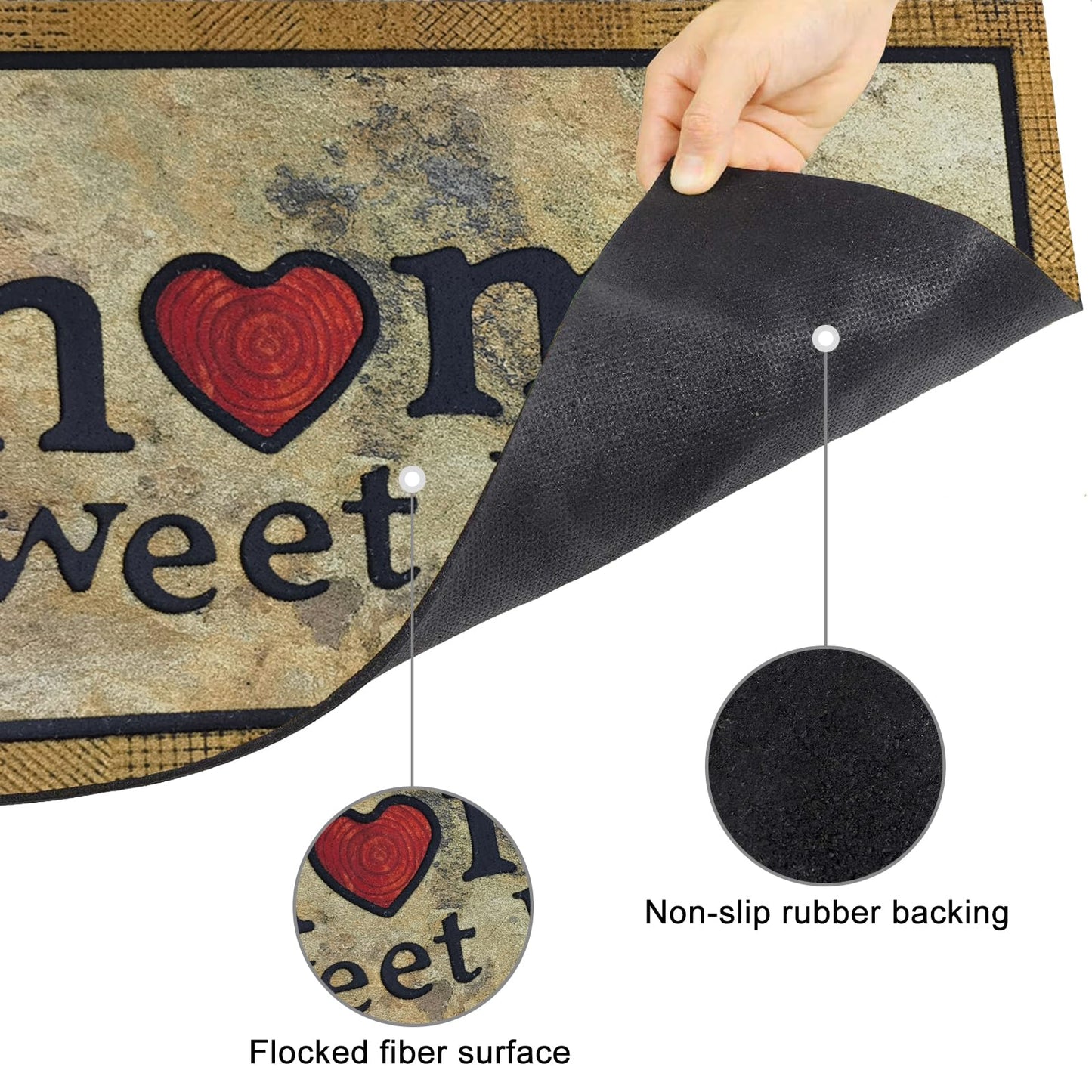 CHICHIC Door Mat Welcome Mat 17x 30 Inch Front Door Mat Outdoors for Home Entrance Outdoors Mat for Outside Entry Way Doormat Entry Rugs, Heavy Duty Non Slip Rubber Back Low Profile, Ink Home