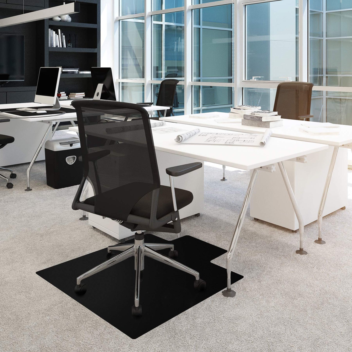 Advantagemat® Black Vinyl Lipped Chair Mat for Carpets - 36" x 48"