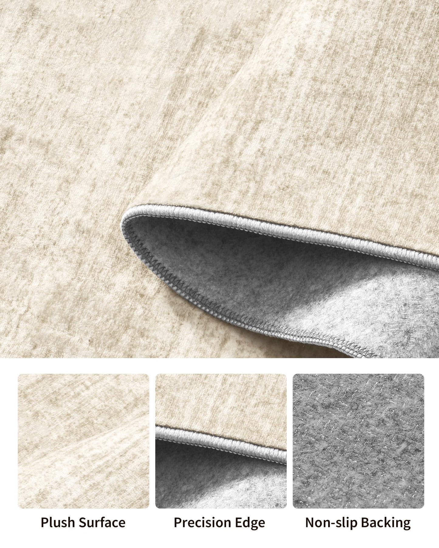 Art&Tuft Runner Rug Non-Slip - 2x12 Runner Rugs for Hallways, Washable Rugs Runners, Low-Pile, Soft Distressed Carpet Hallway Runner for Bedroom Bathroom Kitchen Laundry Living Room, Beige