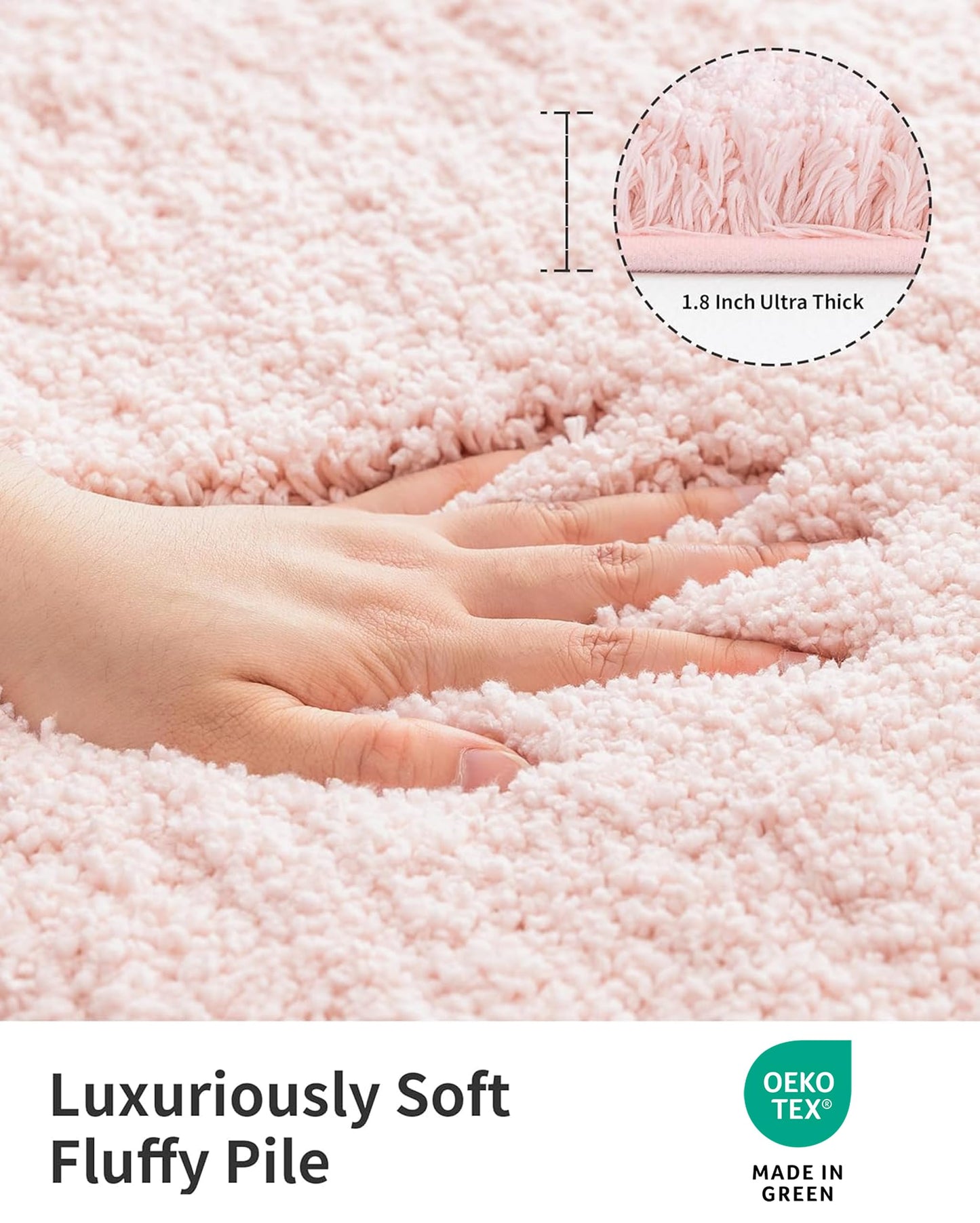 ILANGO Pink Bathroom Rugs 24" × 17" Non Slip & Super Absorbent Extra Thick Soft, Washable Bath Mat for Floor, Non Shedding Microfiber Plush Holiday Bath Rug with Rubber for Shower Sink