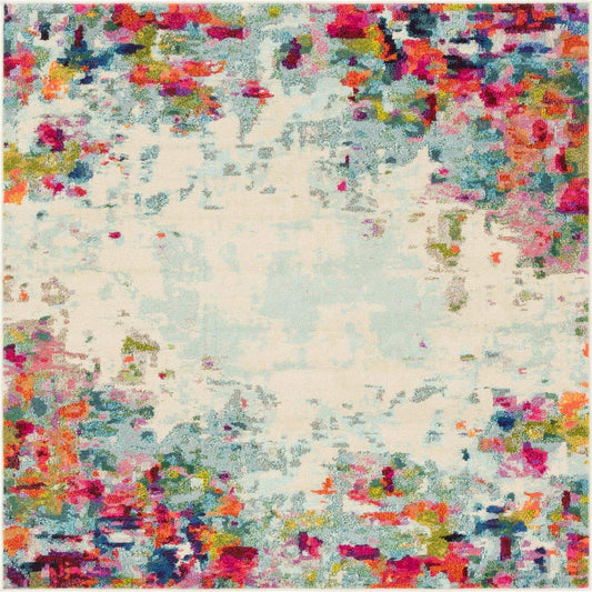 Unique Loom Chromatic Collection Modern Colorful & Vibrant Abstract Area Rug For Any Home Décor (6' 0 x 6' 0 Square, Multi/Beige)