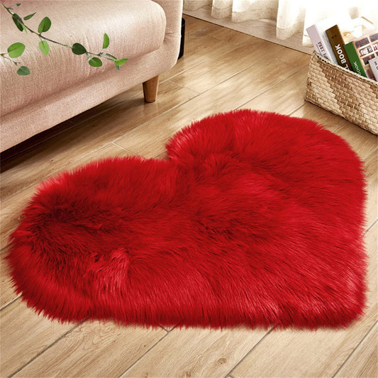 YRXRUS Valentines Heart Rug, Red Heart Shaped Rug, Fluffy Faux Fur Rugs, Shag Mats for Bedroom Living Room, Love Coquette Room Decor 2x3 Ft