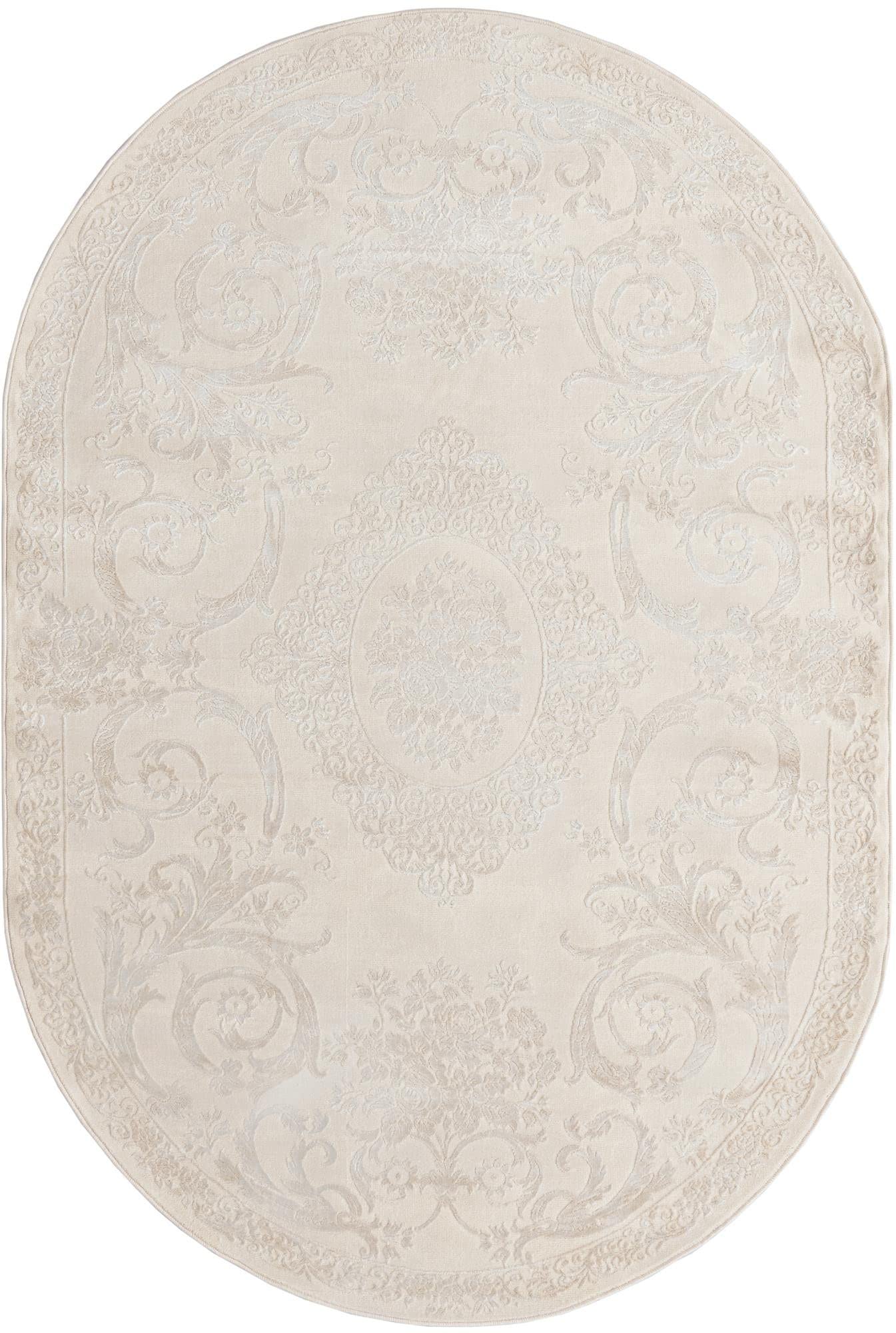 Unique Loom Finsbury Collection Area Rug - Diana (5' 3" x 8' Oval, Ivory/ Beige)