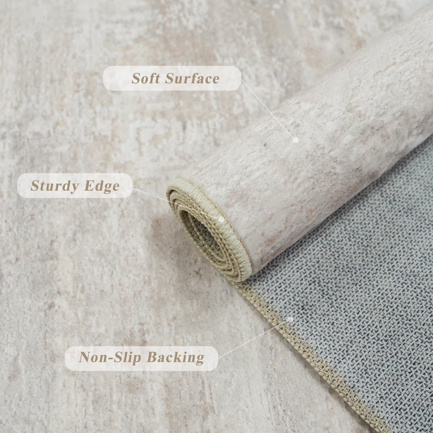 Abstract Kitchen Runner Rug 3x6 - Indoor Washable Carpet for Hallway Bedroom Laundry Low Pile Entryway Rugs with Non Slip Rubber Backing Modern Home Decor Mat for Dining Room Bathroom 3x6 Beige