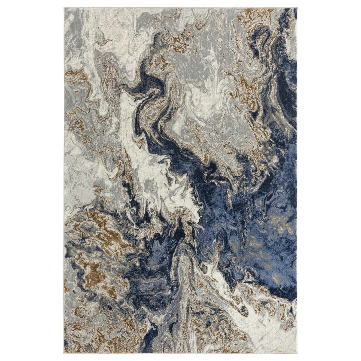 LUXE WEAVERS Marble Swirl Abstract Area Rug, Blue 5x7