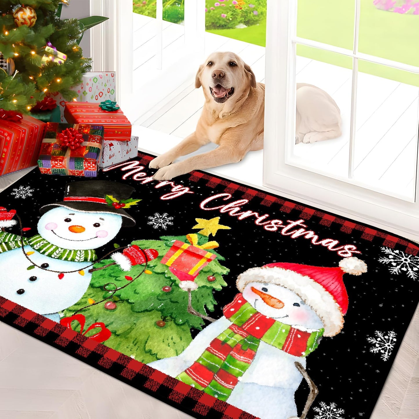 Svepndic 32"x47" Merry Christmas Decorative Doormat Indoor Mat Welcome Floor Mat Non Slip Blanket,Washable Entrance Door Mats,Low Profile Winter Christmas Door Mat