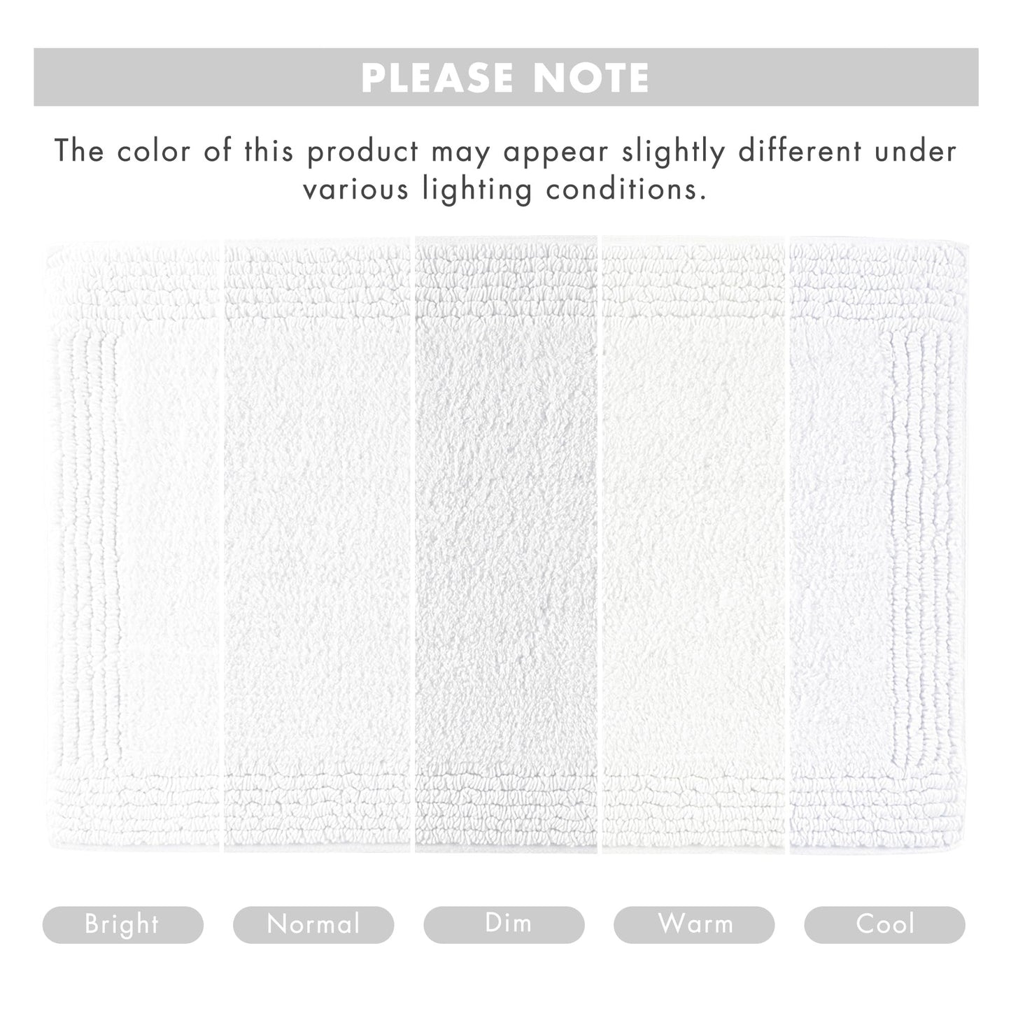 Madison Park Splendor Reversible 100% Cotton Tufted Bathroom Rug-3000 GSM Hotel Quality Luxurious Plush Medium Pile Bath Mat Absorbent, Quick Dry, Shower Room Décor, 17x24 White