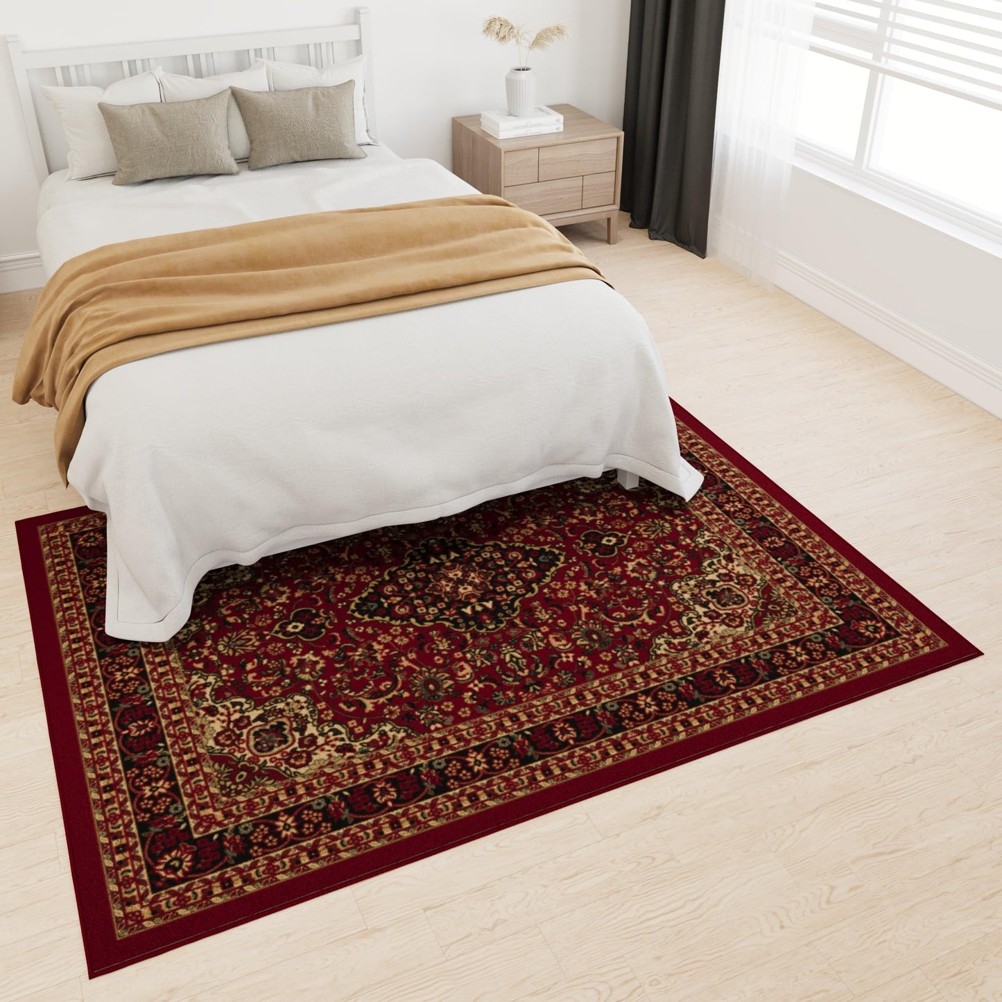 Ottomanson 5' x 6'6" Rugs for Living Room Oriental Area Rug for Bedroom - Non Slip Durable Large Floor Carpet for High Traffic Areas - Indoor Rug for Dining Room Kitchen Kids Playroom, Red