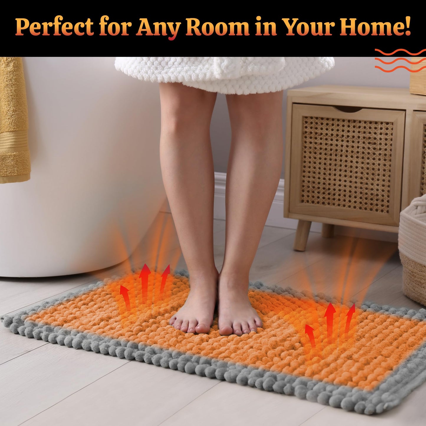 RugHeat Portable Heated Floor Mat, Small (22x34 inches) Fits under a 2' x 3' Rug, Foot Warmer Under-Rug Pad for Heated Rug, Electric Radiant Floor Heater for Area Rugs