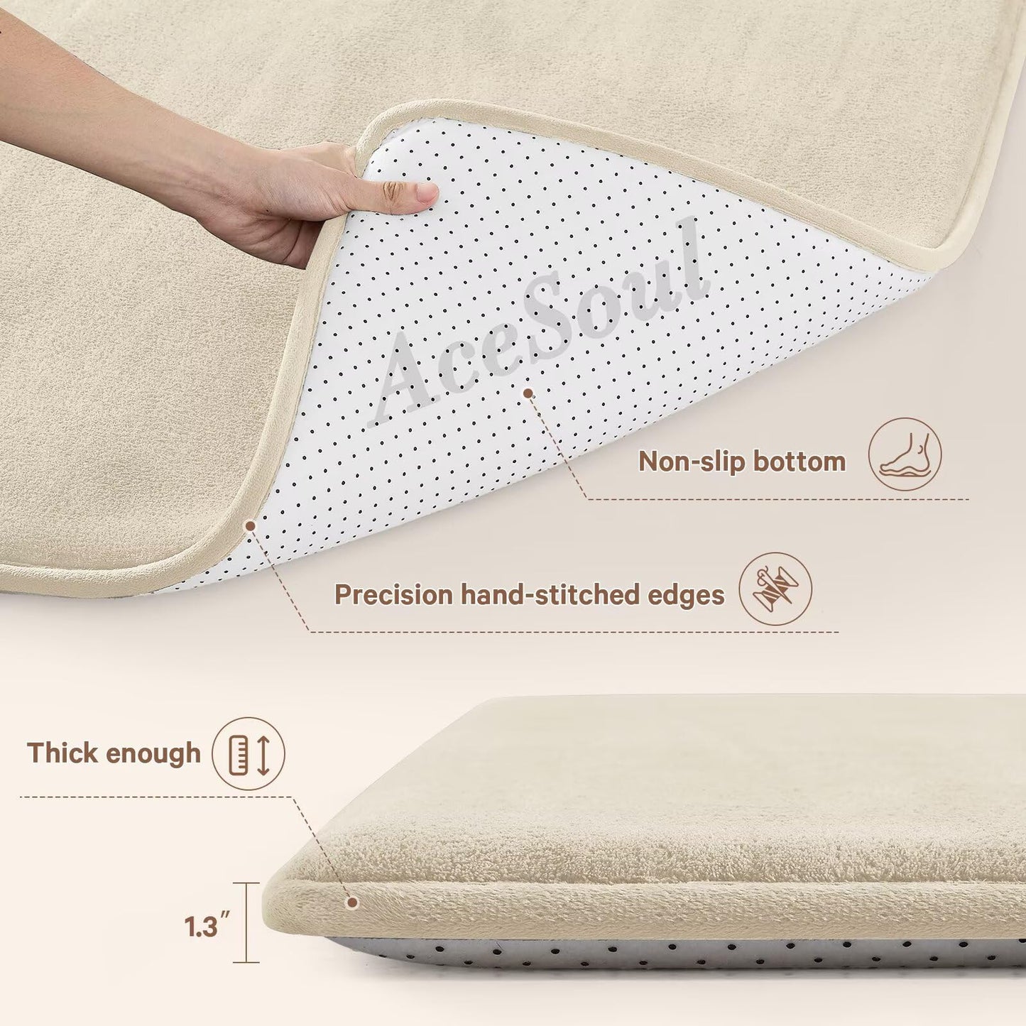 Baby Play Mat for Floor,Ultra Thick Elastic Foam 59"x59" Playmat Tummy Time Muscle Crawling Exercise Activity Cushion Gym Mat Nursery Playroom Area Kids Rug for Babies, Toddlers,Infants,Beige