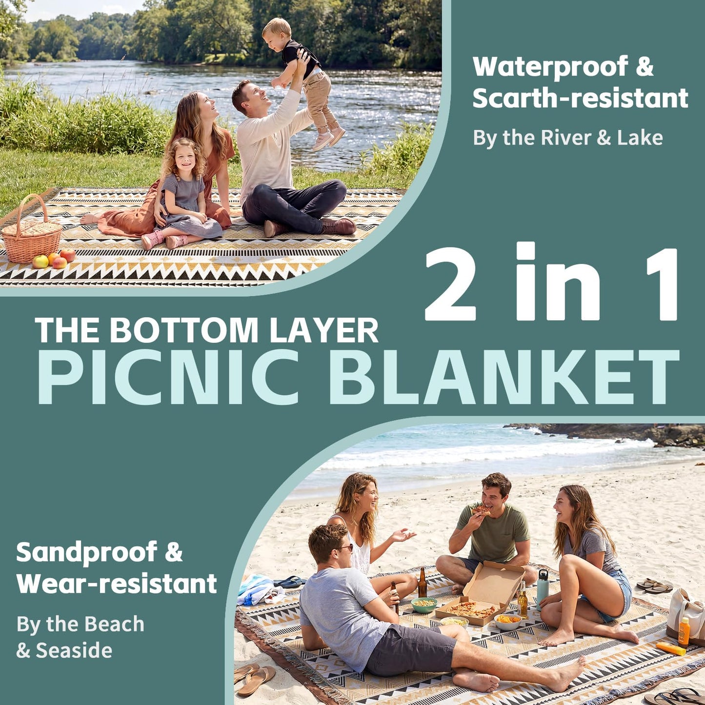 2 in 1 Extra Large Boho Beach Blanket Towel Giant Woven Outdoor Rug Picnic Mat Camping Gear Cruise Essential 2026 Summer Vacation Must Have Airplane Travel Accessories Costa Rica Hawaii Trip Stuff