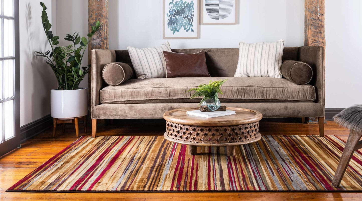 Unique Loom Barista Collection Area Rug - Icatu (8' x 10' Rectangle Beige/Brown)