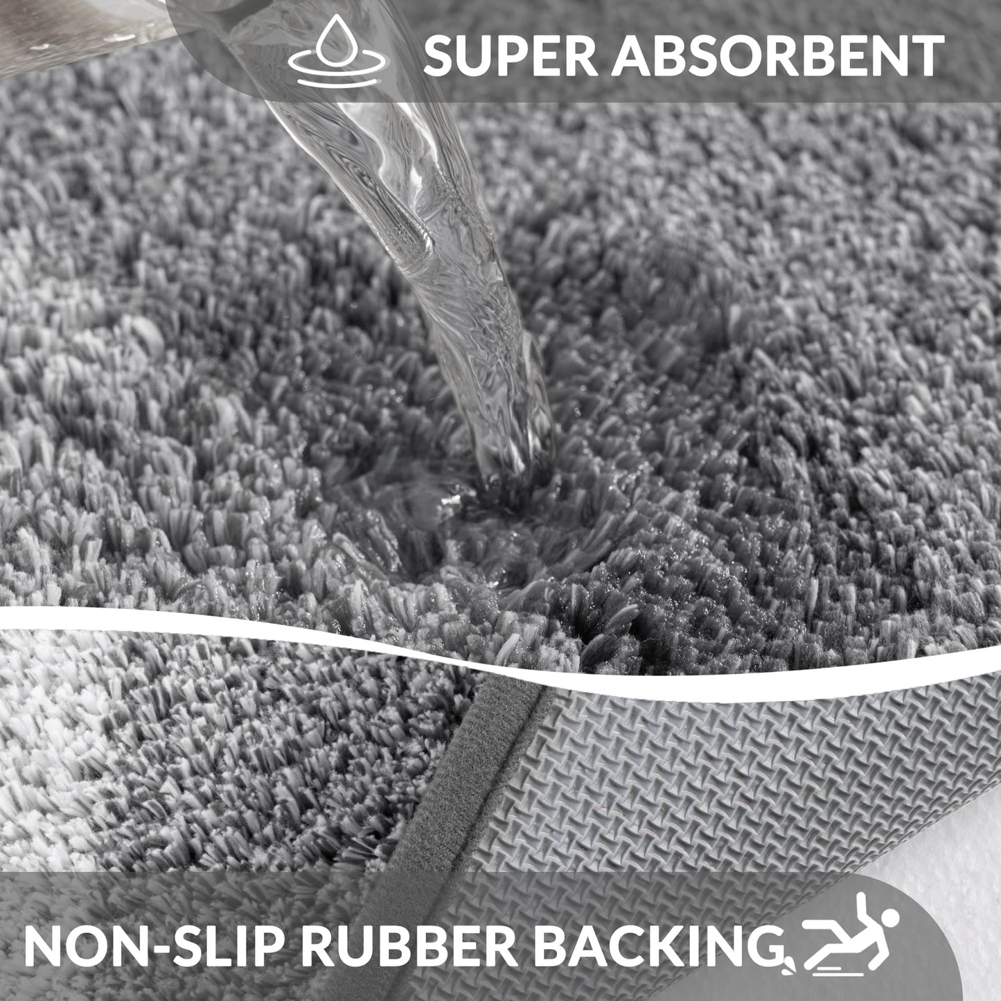 Exclusivo Mezcla Bathroom Rugs Mat 17x24, Extra Soft Non Slip Absorbent Microfiber Bath Rugs, Machine Washable Quick Dry Bath Mats for Bathroom Floor, Shower, Home Decor, Gradient Grey
