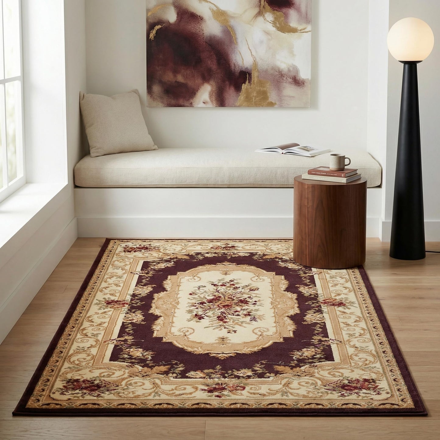 Unique Loom Versailles Collection Traditional Classic Floral Motif Area Rug (5' 0 x 8' 0 Rectangular, Brown/ Ivory)