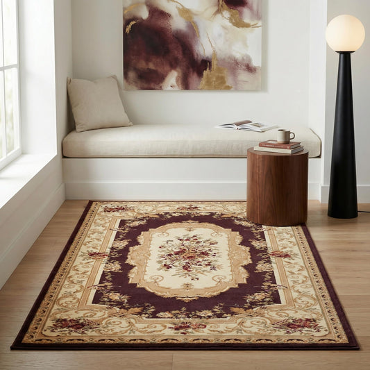 Unique Loom Versailles Collection Traditional Classic Floral Motif Area Rug (5' 0 x 8' 0 Rectangular, Brown/ Ivory)
