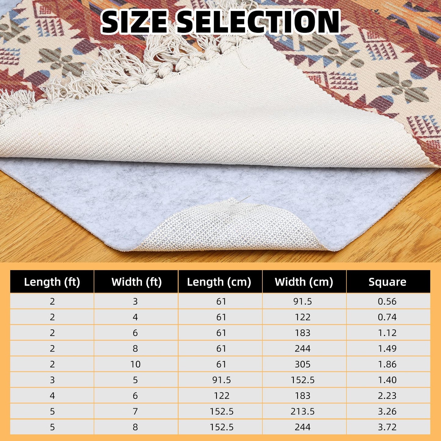 Non Slip Rug Pad, Natural Rubber Backing Rug Pads 1/4” Thick, Felt Rug Gripper Pad, Non Slip Under Carpet Mat, Under Rug Cushion for Hardwood Floors, Carpet Runners (2x3FT)