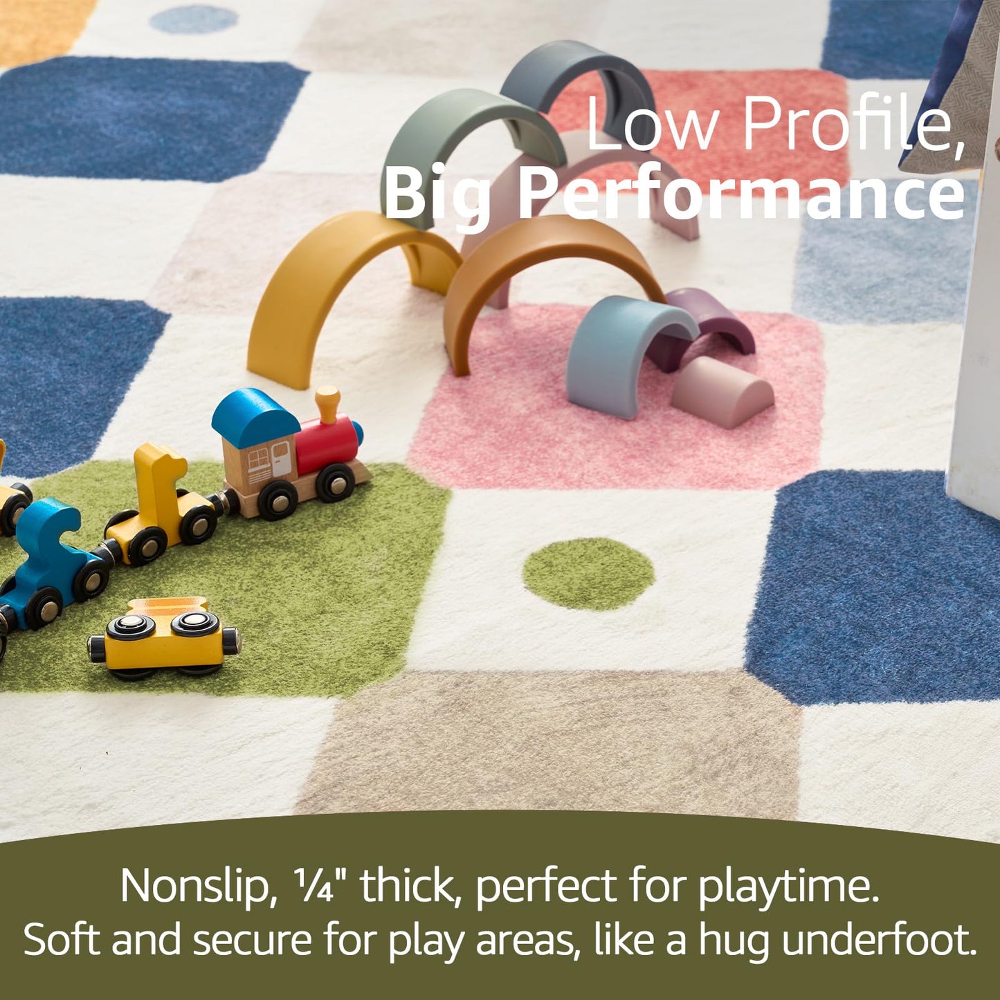 jinchan Macy 5x7 Area Rug for Kids Room Modern Colorful Nursery Rug Checkered Diamond Play Mat Washable Soft Non Slip Carpet for Playroom Classroom Bedroom Dorm Daycare Living Room Circus on Cream
