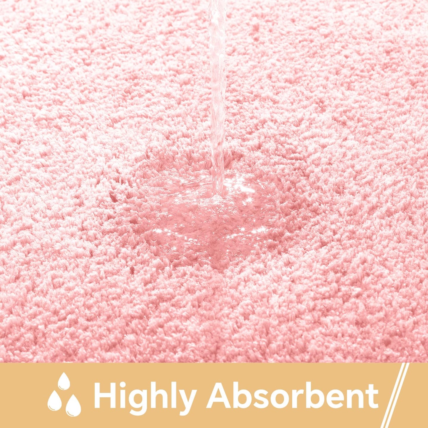 Kildoss Pink Bathroom Rugs 17"x24" - High-Density Microfiber Bath Mat, Fluffy Non Slip Absorbent and Washable Bathroom Mat - Ideal for Small Spaces, Vanity, Toilet, or Pet Mat