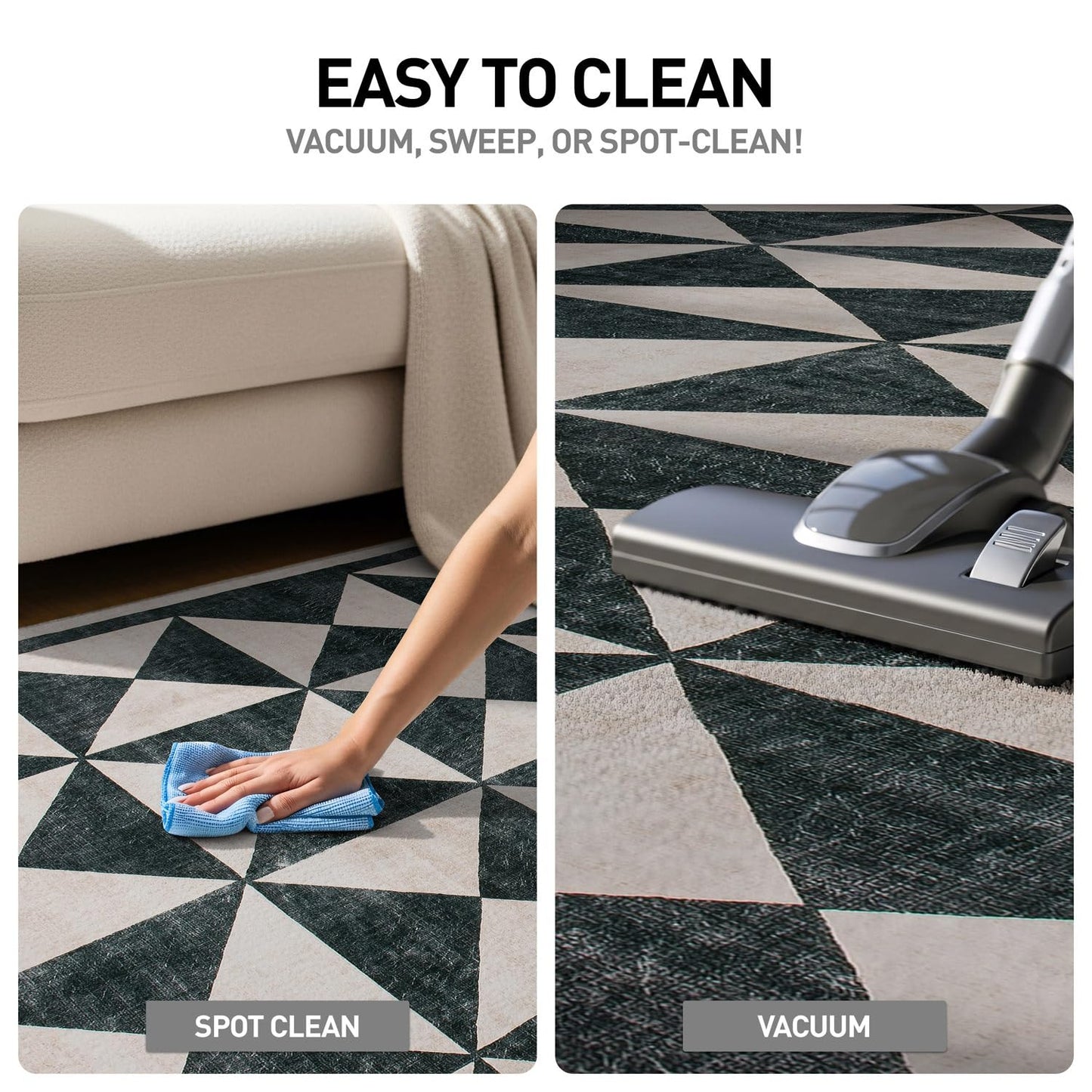Rugshop Geometric Diamond Washable Non Slip Area Rug 5' x 7' Cream
