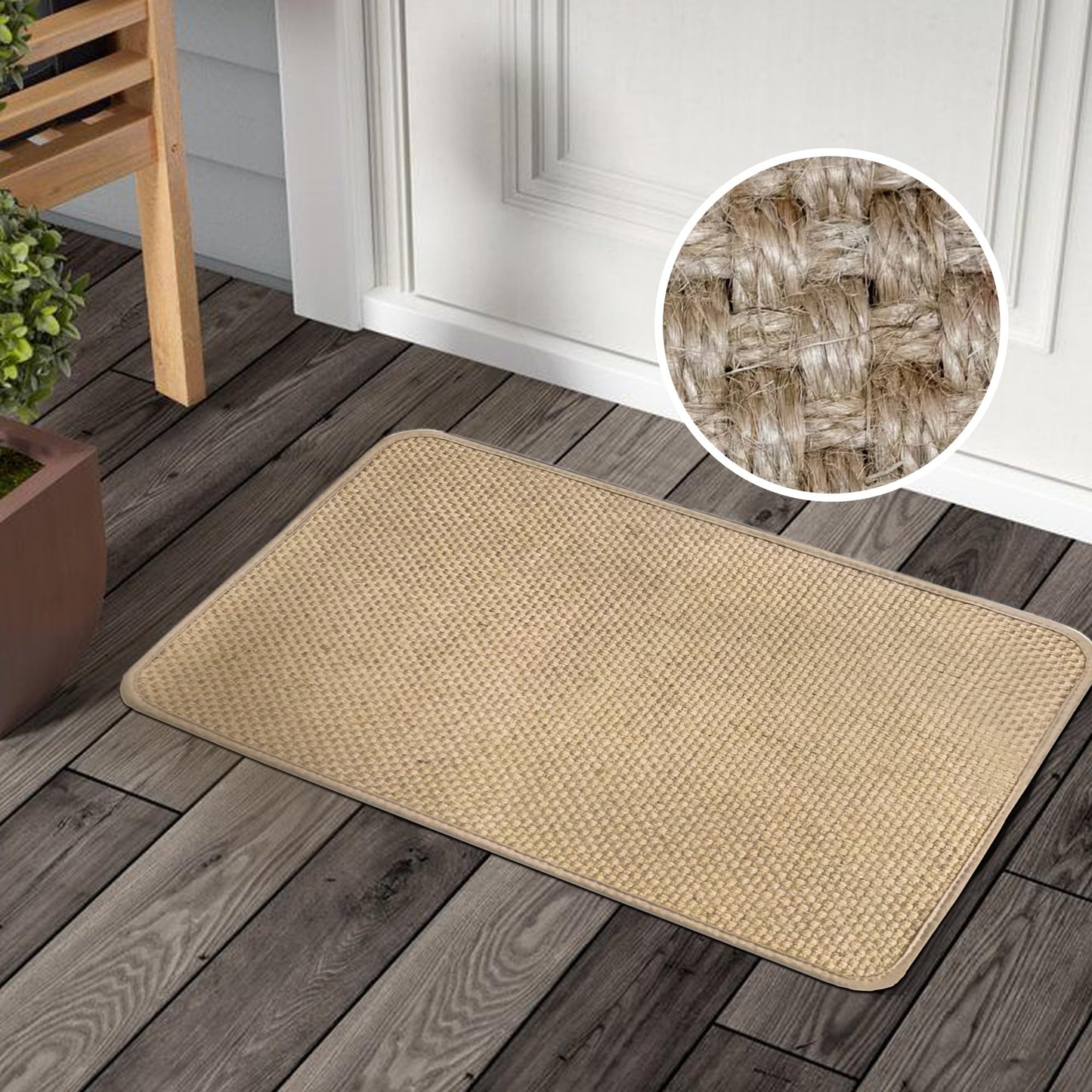 Wylumen Front Door Mat 20x32 Inch，Boho Jute Door Mat Outside Entrance,Non Slip Rubber Backing Kitchen Rugs Doormat,Washable Front Door Rugs,Dirt Trapper Natural Fiber Entry Mats for Patio