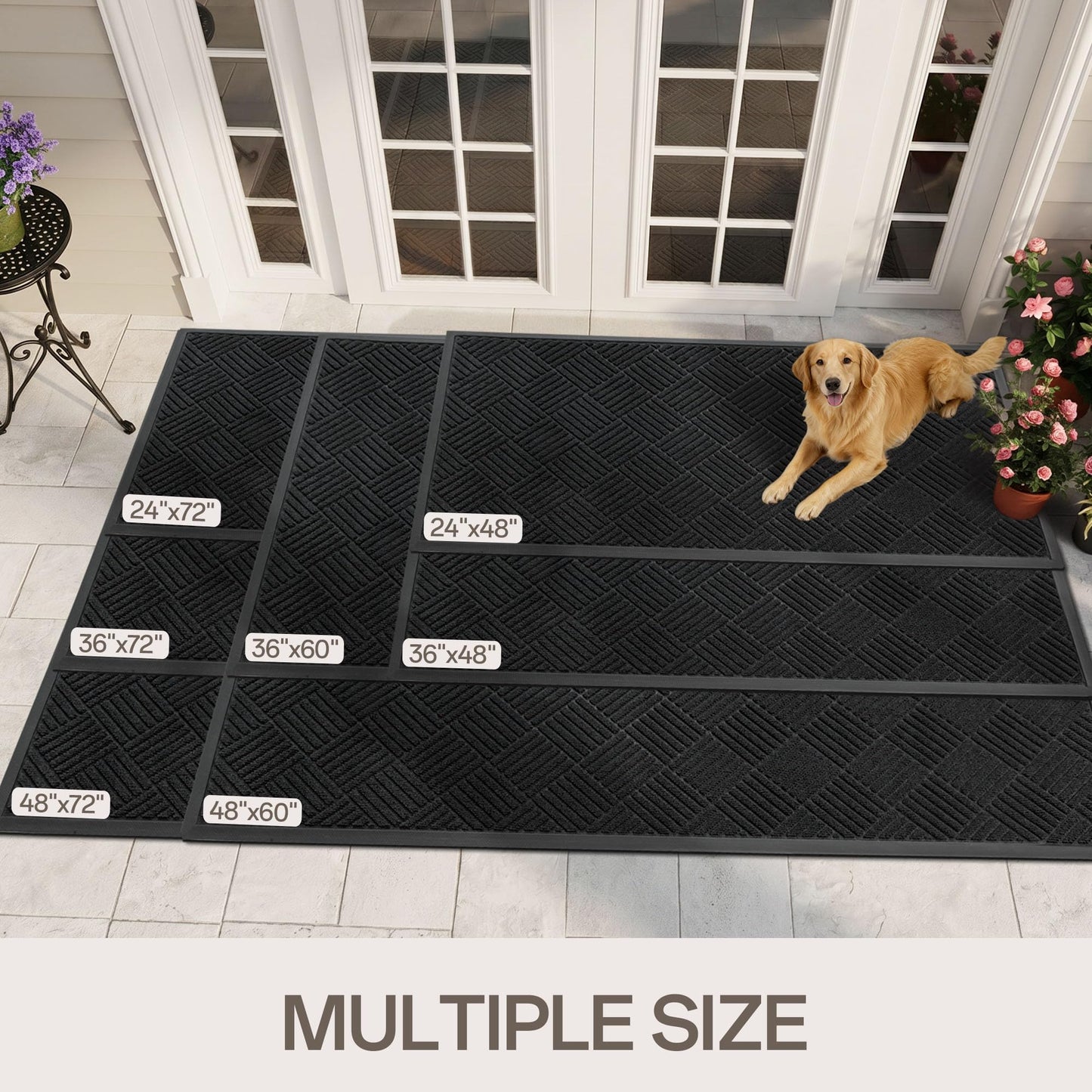 Amyracel Front Door Mat 36x72, Heavy Duty Commercial Floor Mat, All-Weather Waterproof Dirt Trapper Doormat for Indoor Outdoor Entryway, Low-Profile, Fade Resistant, Non-Slip, Easy Clean