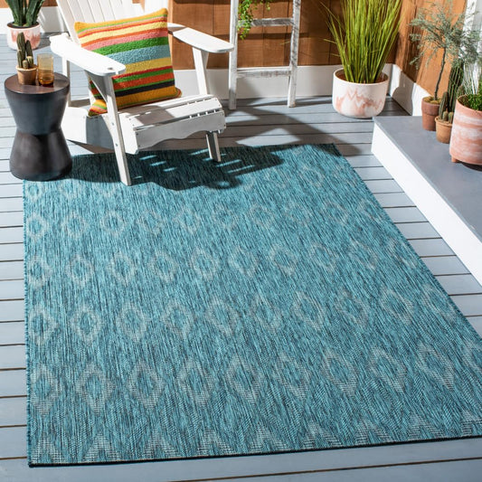 SAFAVIEH Courtyard Collection 5'3" x 7'7" Turquoise/Blue CY8522 Indoor/ Outdoor Waterproof Easy Cleaning Patio Backyard Mudroom Area Rug
