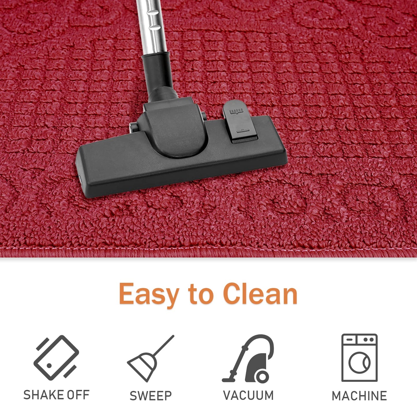 Echaprey Half Round Non-Slip Kitchen Bathroom Toilet Doormat Floor Rug Mat Keeps Your Floors Clean Home Decor (Small, Red)