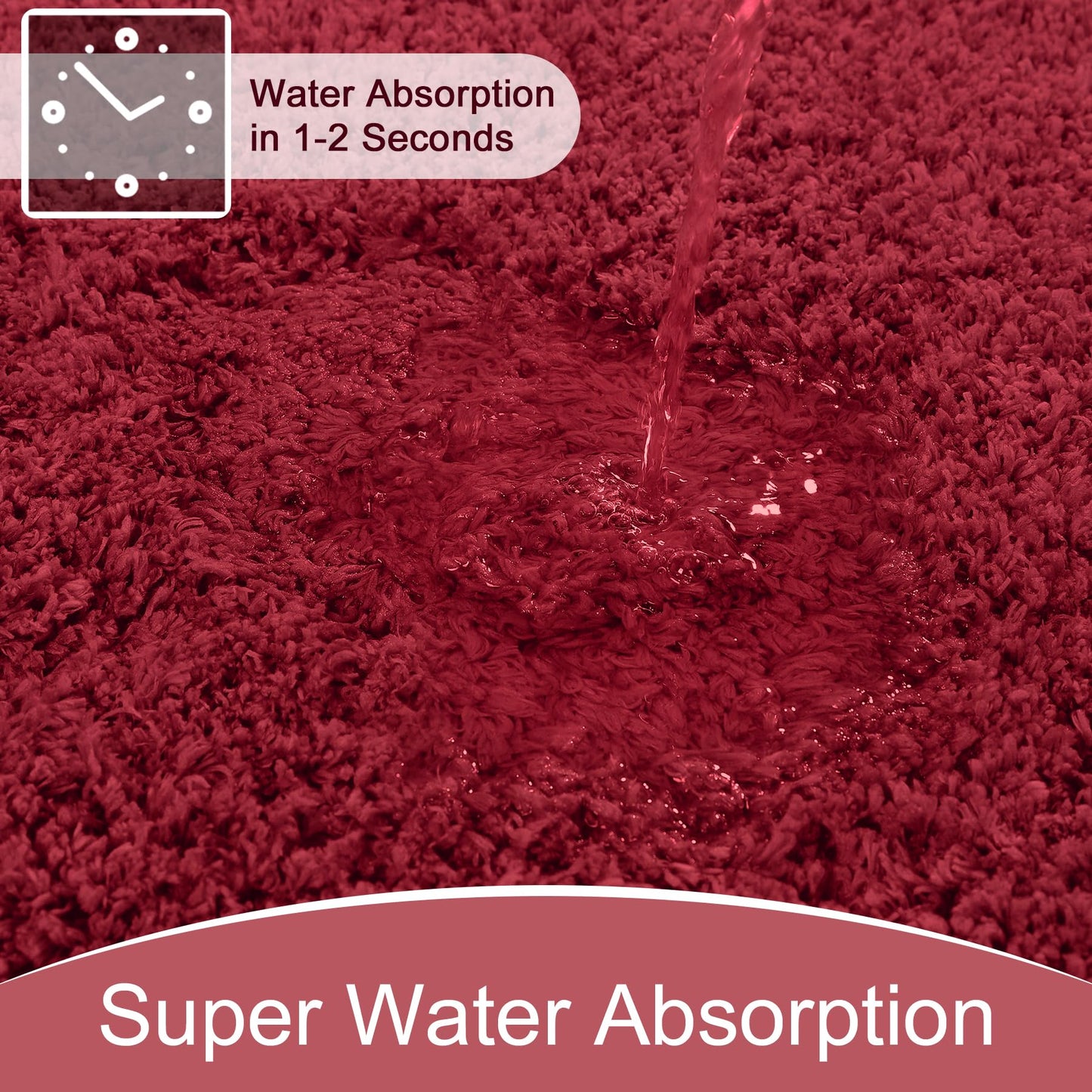 AROGAN Luxury Long Bathroom Runner Rug, 24x60 Inch Thick Soft and Absorbent Microfiber Non Slip Bath Mat, Rubber Backing Christmas Bath Rugs Carpets, Washable Plush Mats for Shower Floor, Red