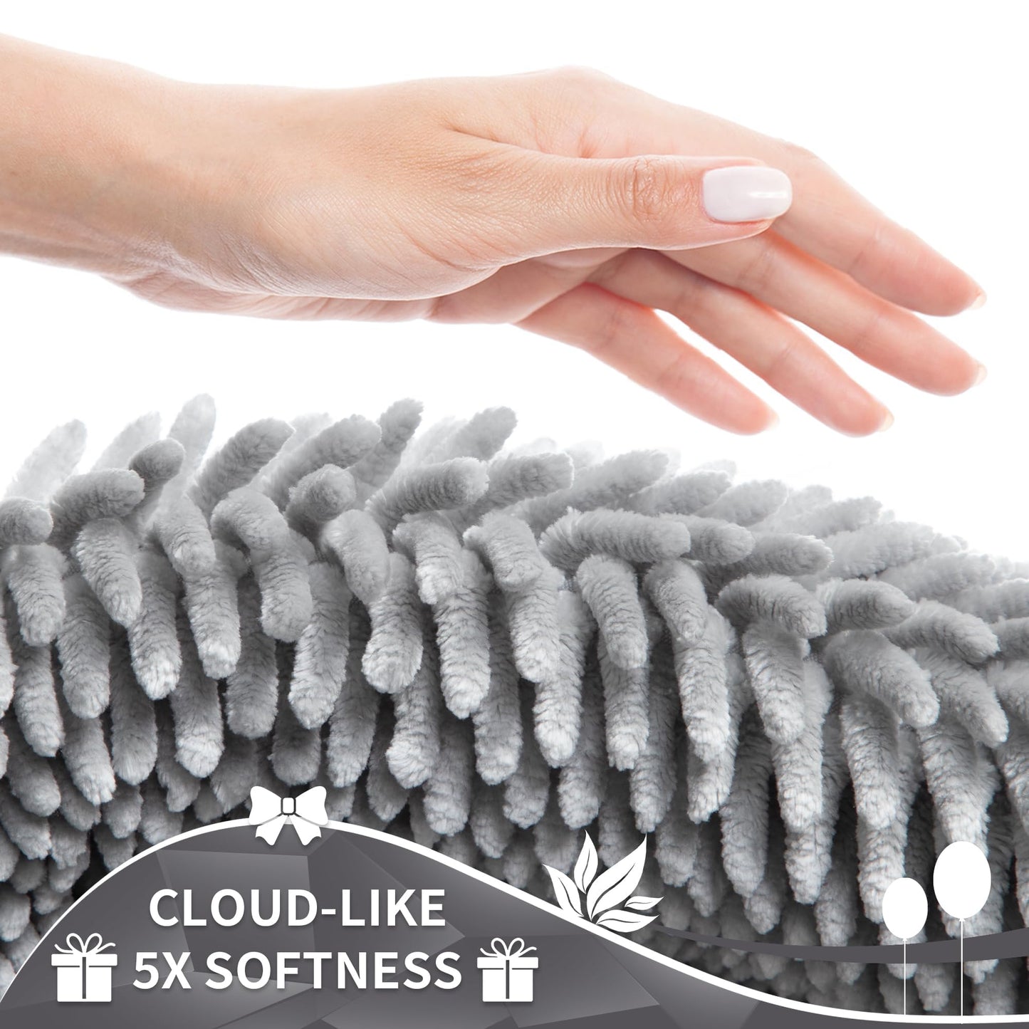 Yimobra Chenille Bathroom Rugs Non Slip, Extra Thick Soft Absorbent Bath Rug 31.5x20 Inch, Machine Washable Quick Dry Bath Mat for Bathroom Floor, Tub and Shower, Home Decor Accessories, Light Grey