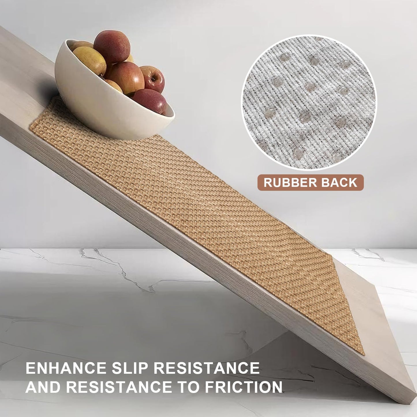 winolive Kitchen Rugs,Kitchen Mats for Floor,Non Slip Washable 20"x 30"+20"x 48" Neutral Braided Rug,Faux Jute Rug with Non Slip Backing for Kitchen,Solid,Easy Clean,Area Rugs Sets of 2Pcs,Tan Brown