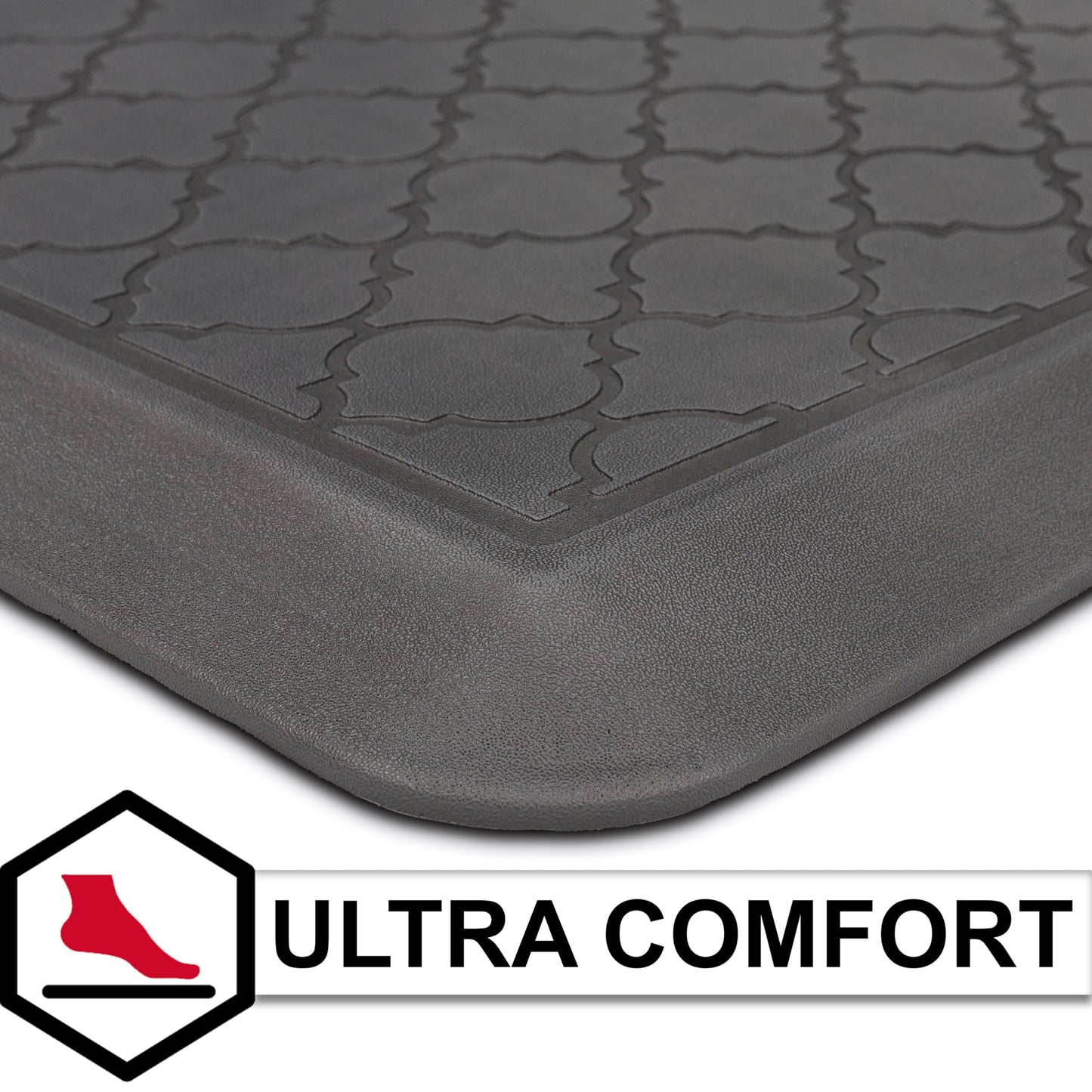 Tempur-Pedic Ultra Comfort Anti-Fatigue Lattice Pewter 1' 8" x 3' 6" Kitchen Floor Mat Cushioned Ergonomic Standing Desk Mat Waterproof Non-Skid Foam