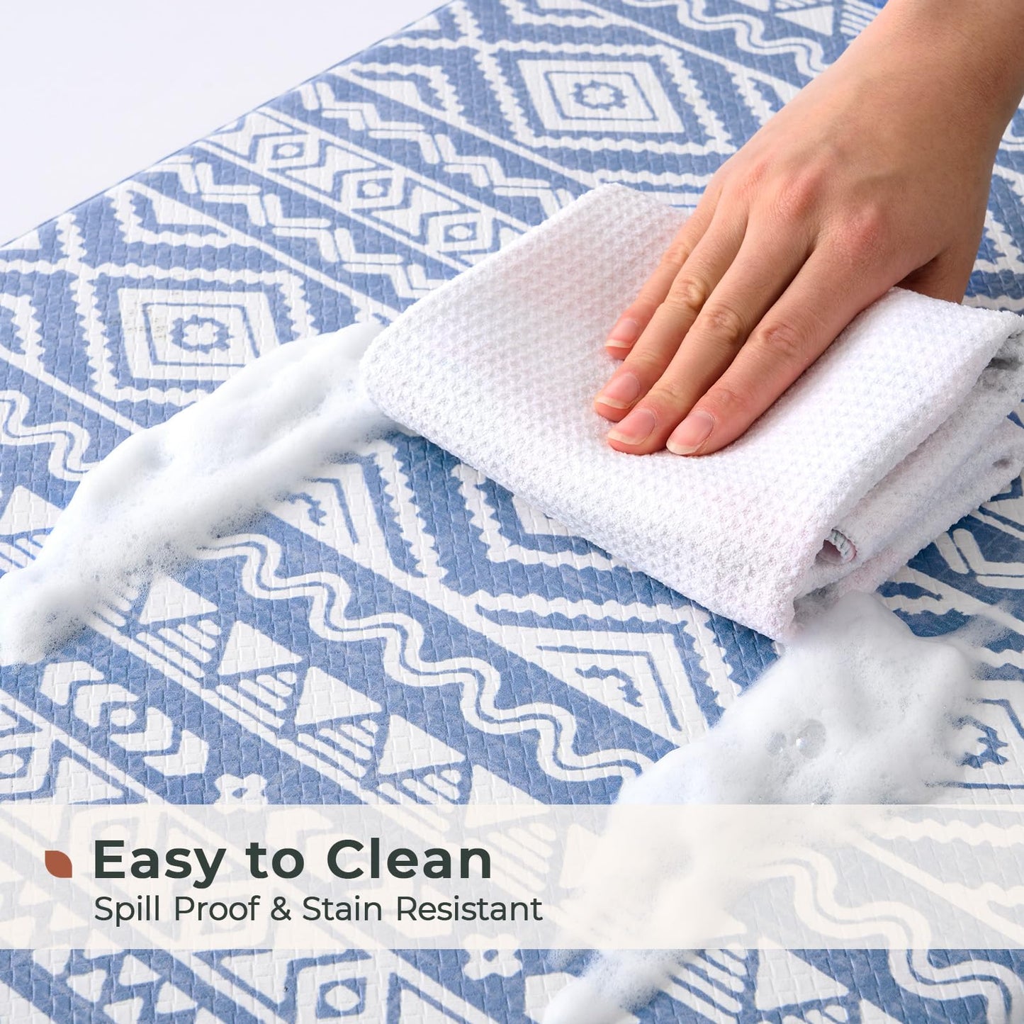 FRESHMINT Anti Fatigue Kitchen Mats for Floor 2 Piece Set, Waterproof & Non-Skid Boho Kitchen Rugs, Cushioned Kitchen Mat for Standing Washable Comfort Desk Kitchen Runners, 17x30+17x47