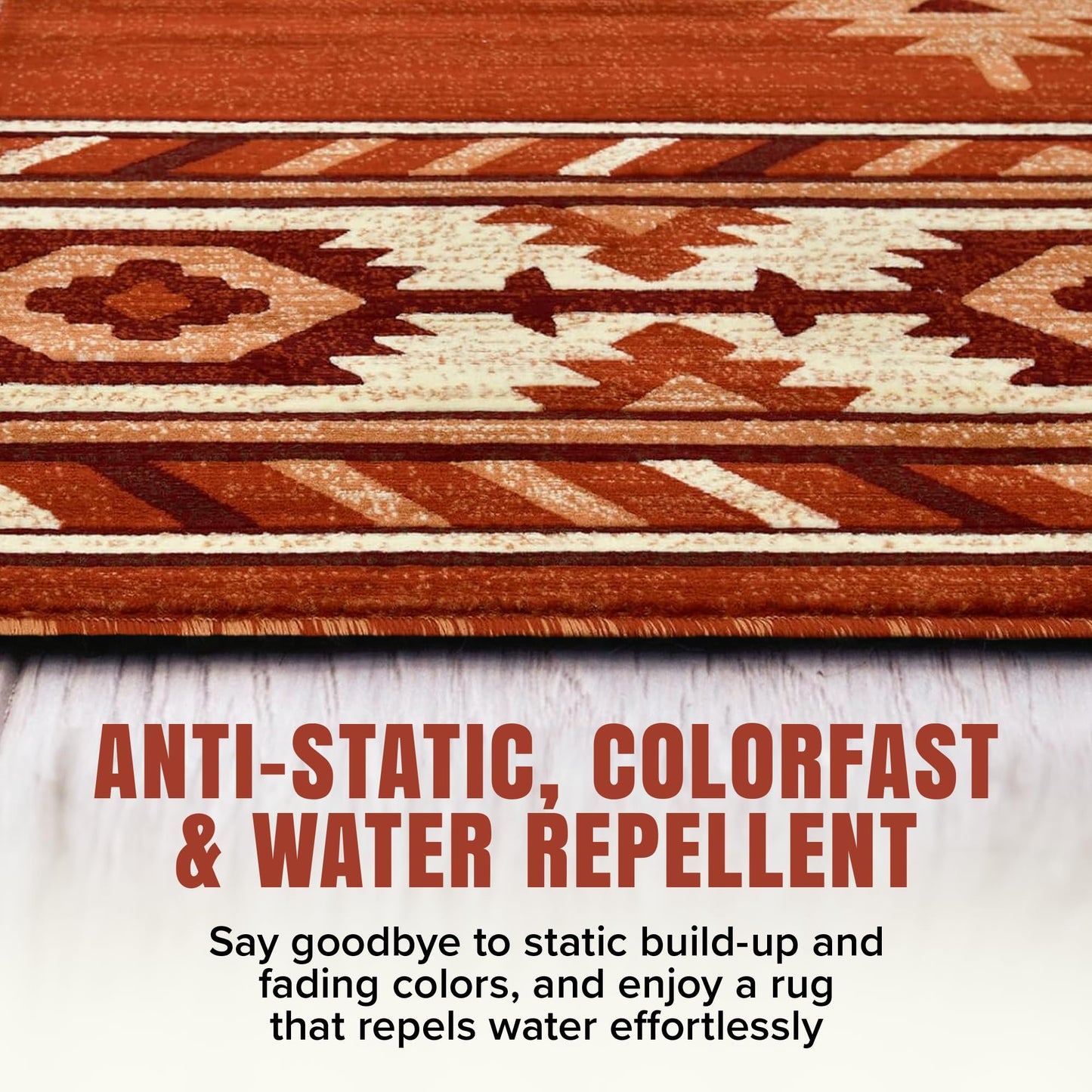 YHSF Southwestern Area Rug - Anti Static, Washable, Soft Native American Tribal Floor Rugs for Living Room, Bedroom, Hallways, and More - Easy-to-Clean Home Decors - Rust, 2 Feet x 3 Feet
