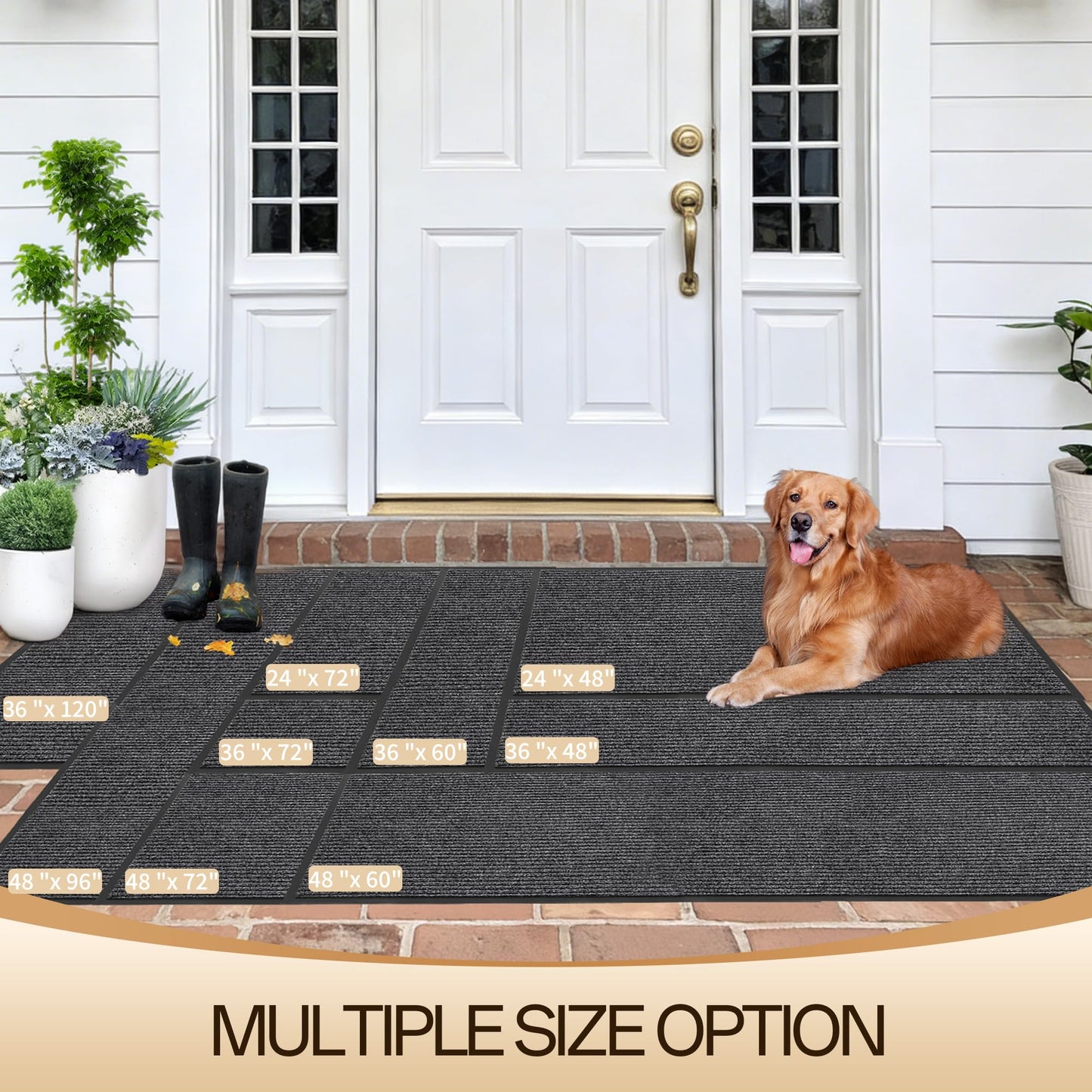 Amyracel Front Door Mat Indoor Outdoor Entrance, 36" x 72" Heavy Duty Commercial Floor Mat, All-Season Waterproof Rubber Back Doormat for Entryway, Fade Resistant, Low Profile, Easy Clean