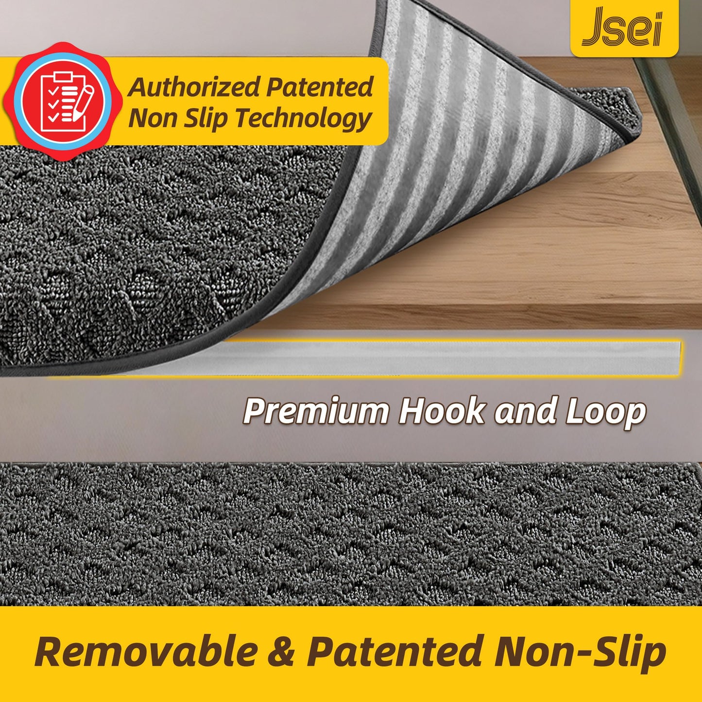 JSEI Bullnose Carpet Stair Treads, 14 Pcs Non Slip Stair Treads for Wooden Steps Indoor with TPE Backing, 11" x 30" Machine Washable Stair Runners with Edge Protection for Kids and Elders, Dark Grey