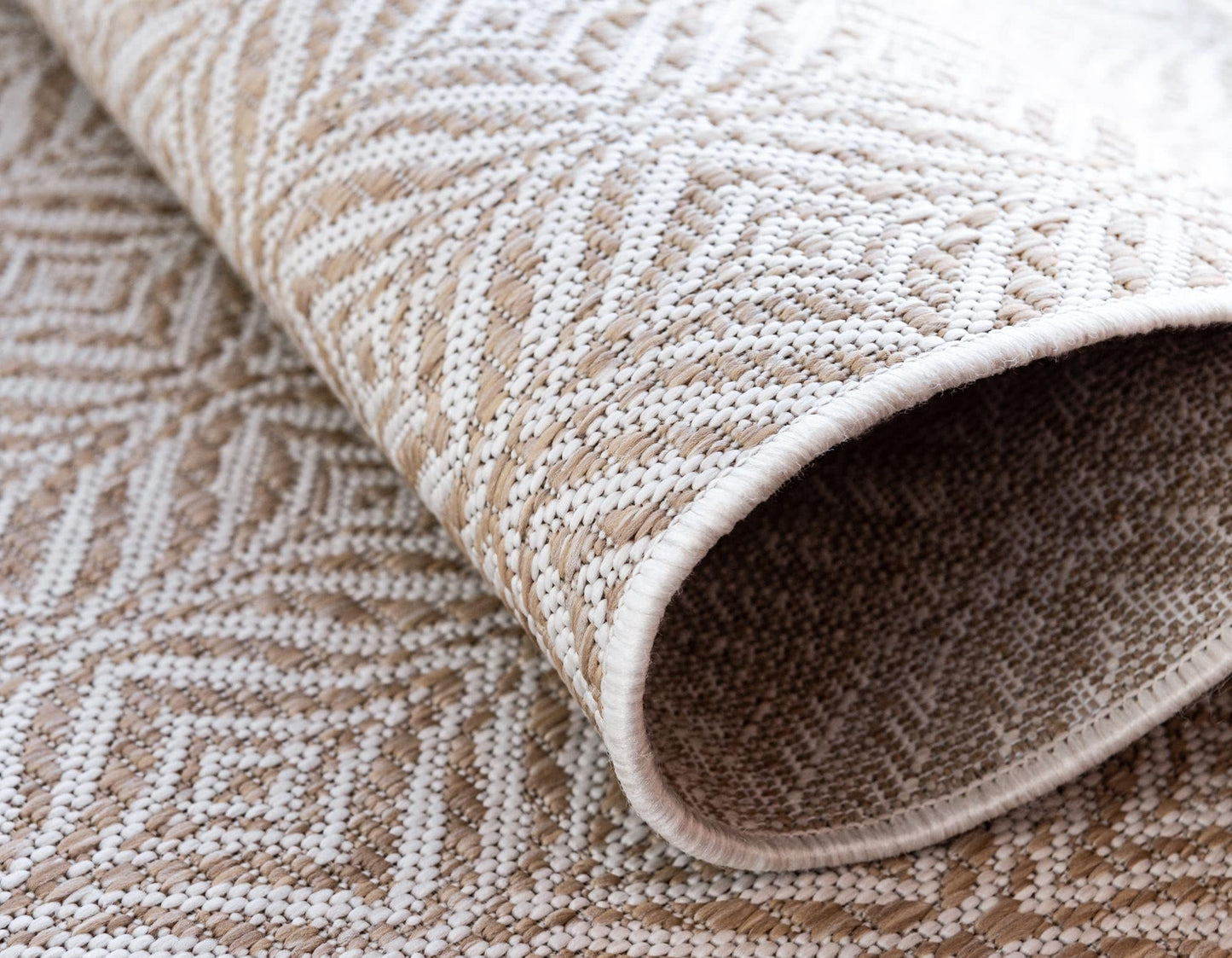 Unique Loom Outdoor Trellis Collection Area Rug - Deco Trellis (8' x 11' 4" Rectangle, Taupe/ Ivory)