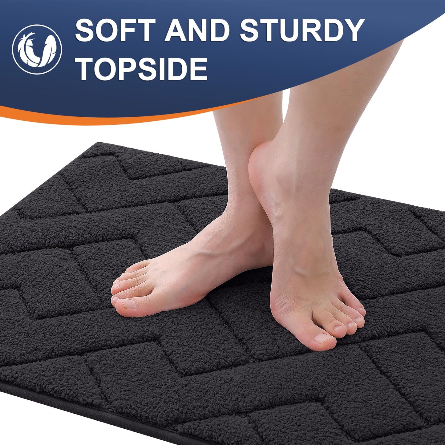 OLANLY Indoor Door Mat, 36x24, Dirt Resistant and Absorbent, Sturdy Non-Slip Rubber Backing, Easy to Clean, Washable Low-Profile Doormat for Entryway, Slate Gray