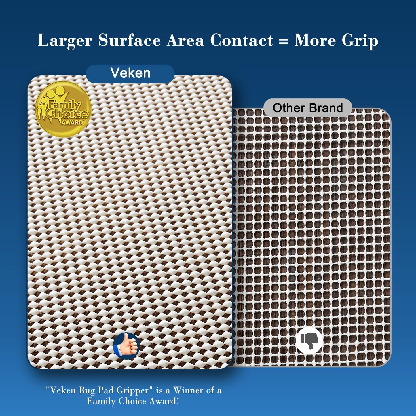 Veken 5x8 Ft Rug Pad Gripper for Hardwood Floors, Non Slip Rug Pads for Area Rugs, Thick Rug Grippers for Tile Floors, Under Carpet Anti Skid Mat, Keep Your Rugs Safe and in Place